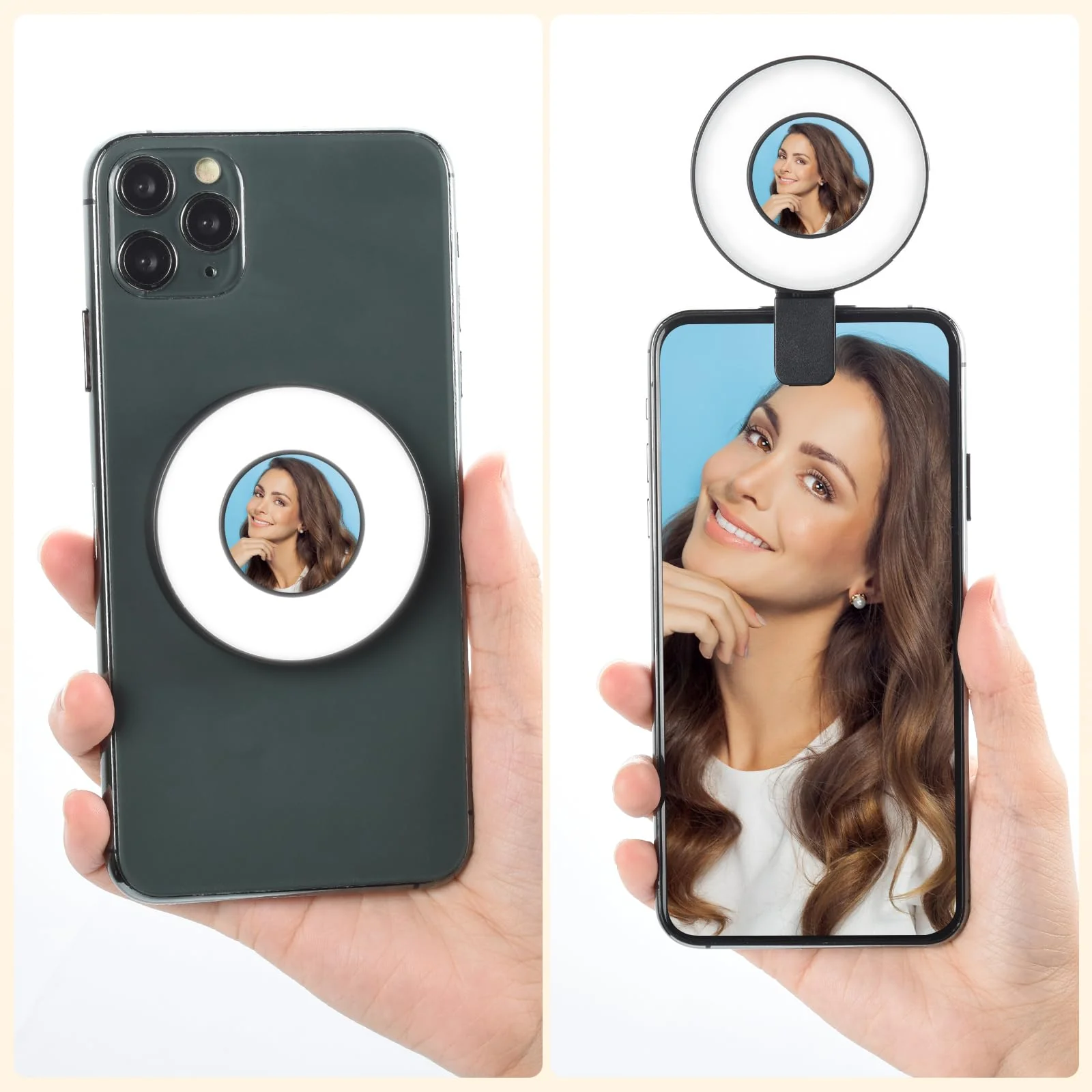UTEBIT Magnetic Selfie Phone Light with Clip Mirror Rechargeable LED Selfie Ring Light Compatible for Iphone Magsafe Video Recording/Pictures/TikTok/Zoom Calls/Make Up - Image 5