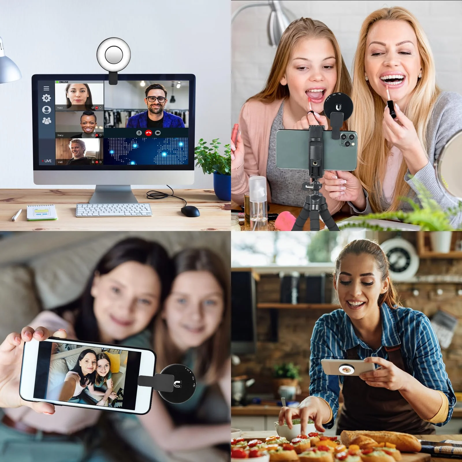 UTEBIT Magnetic Selfie Phone Light with Clip Mirror Rechargeable LED Selfie Ring Light Compatible for Iphone Magsafe Video Recording/Pictures/TikTok/Zoom Calls/Make Up - Image 6