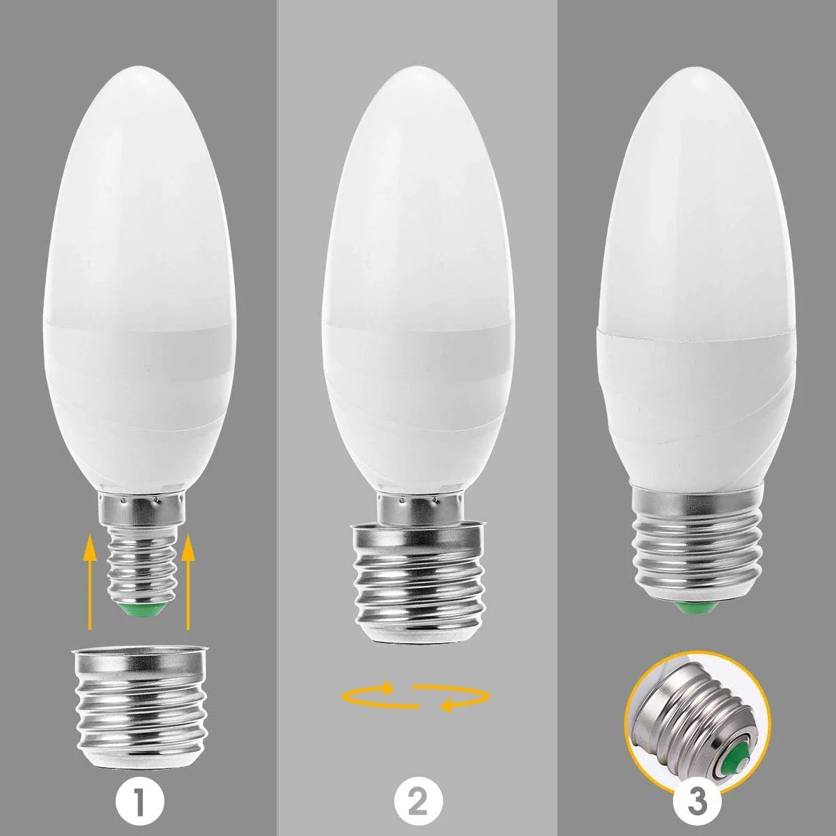 UU19EE E14 to E27 LED Bulbs Socket Adapter, Lamp Holder Converter, Nickel Plated Iron, Edison Screw Adapter Converter, for LED Lamp, Incandescent Lamp, 230 V, Not Dimmable, Pack of 6 - Image 2