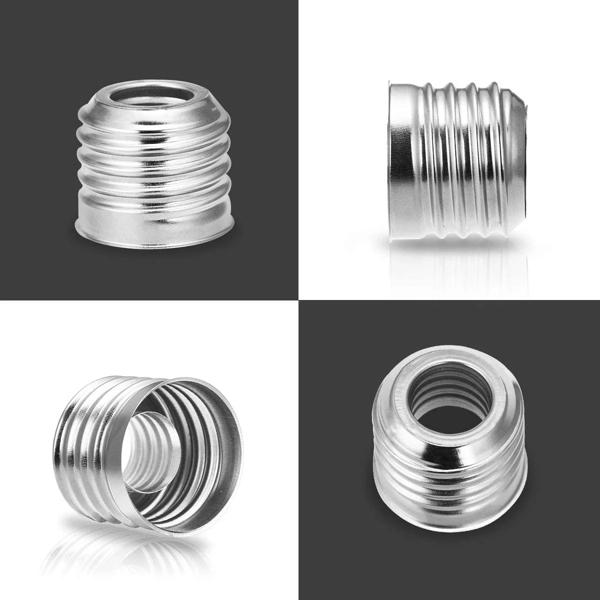 UU19EE E14 to E27 LED Bulbs Socket Adapter, Lamp Holder Converter, Nickel Plated Iron, Edison Screw Adapter Converter, for LED Lamp, Incandescent Lamp, 230 V, Not Dimmable, Pack of 6 - Image 4