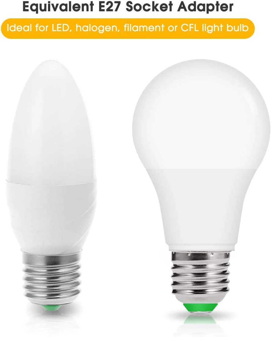UU19EE E14 to E27 LED Bulbs Socket Adapter, Lamp Holder Converter, Nickel Plated Iron, Edison Screw Adapter Converter, for LED Lamp, Incandescent Lamp, 230 V, Not Dimmable, Pack of 6 - Image 5