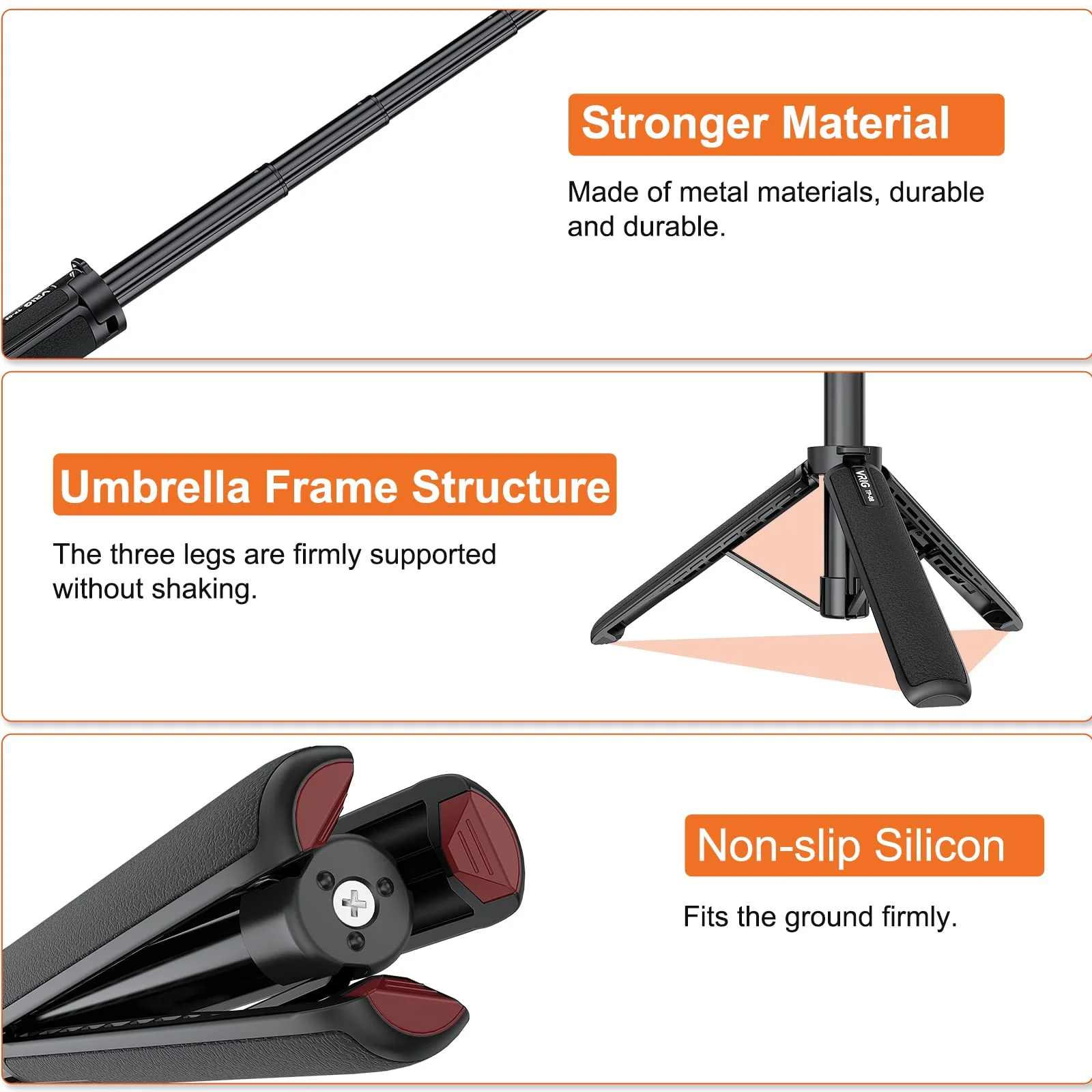 UURIG 20.1" Mini Extendable Gopro Tripod Portable Selfie Stick Tripod Camera Tripod for GoPro Max Hero 11 10 9 8 7 6 5 4 3 3+ 2 1 Session A0040 - Image 4