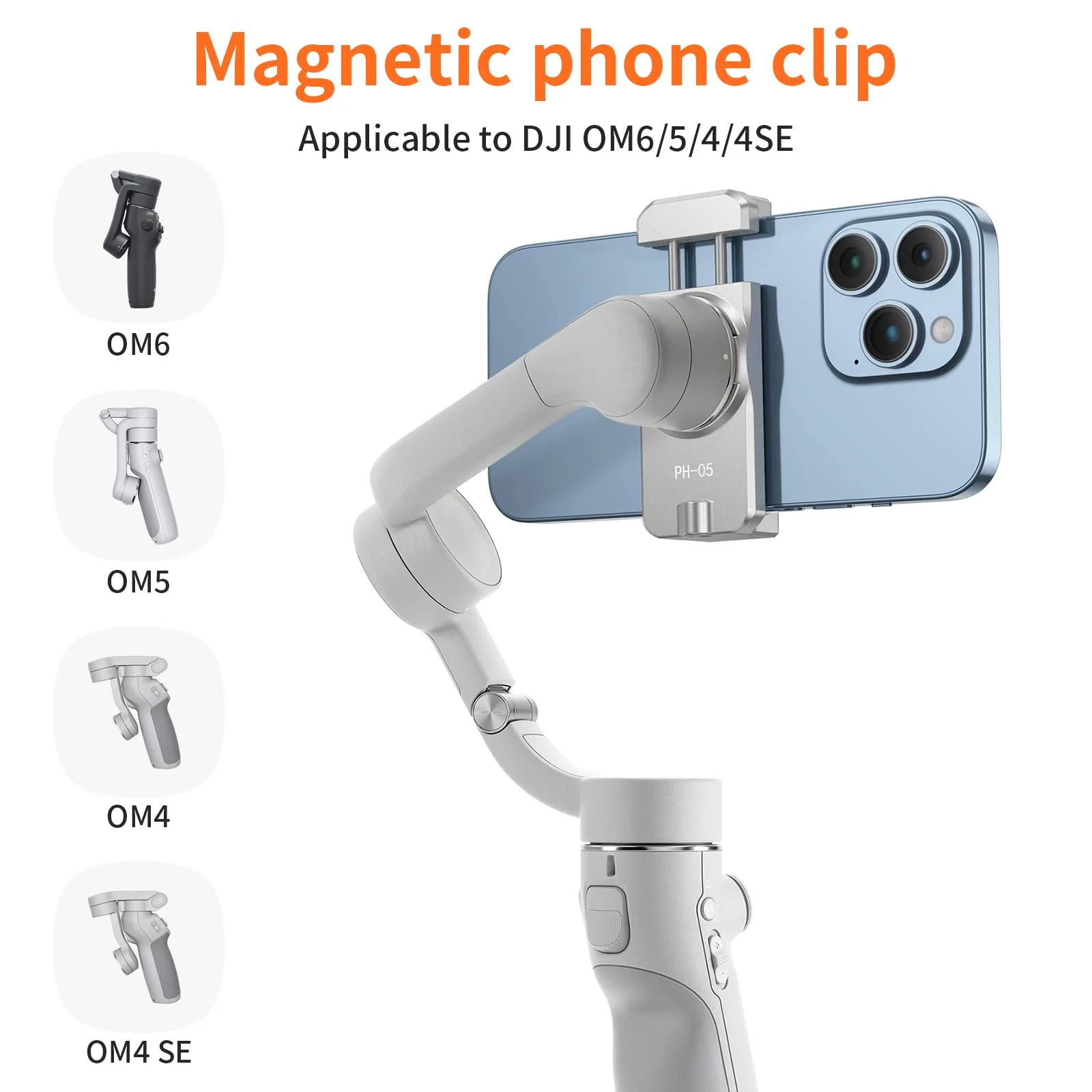 UURIG Magnetic Cell Phone Clamp for DJI OM, Phone Tripod Mount, Handheld Gimbals Magnetic Ring Holder for DJI OSMO Mobile 8/7/7P/6,OM 5/OM 4/OM 4 SE Accessories - Image 4