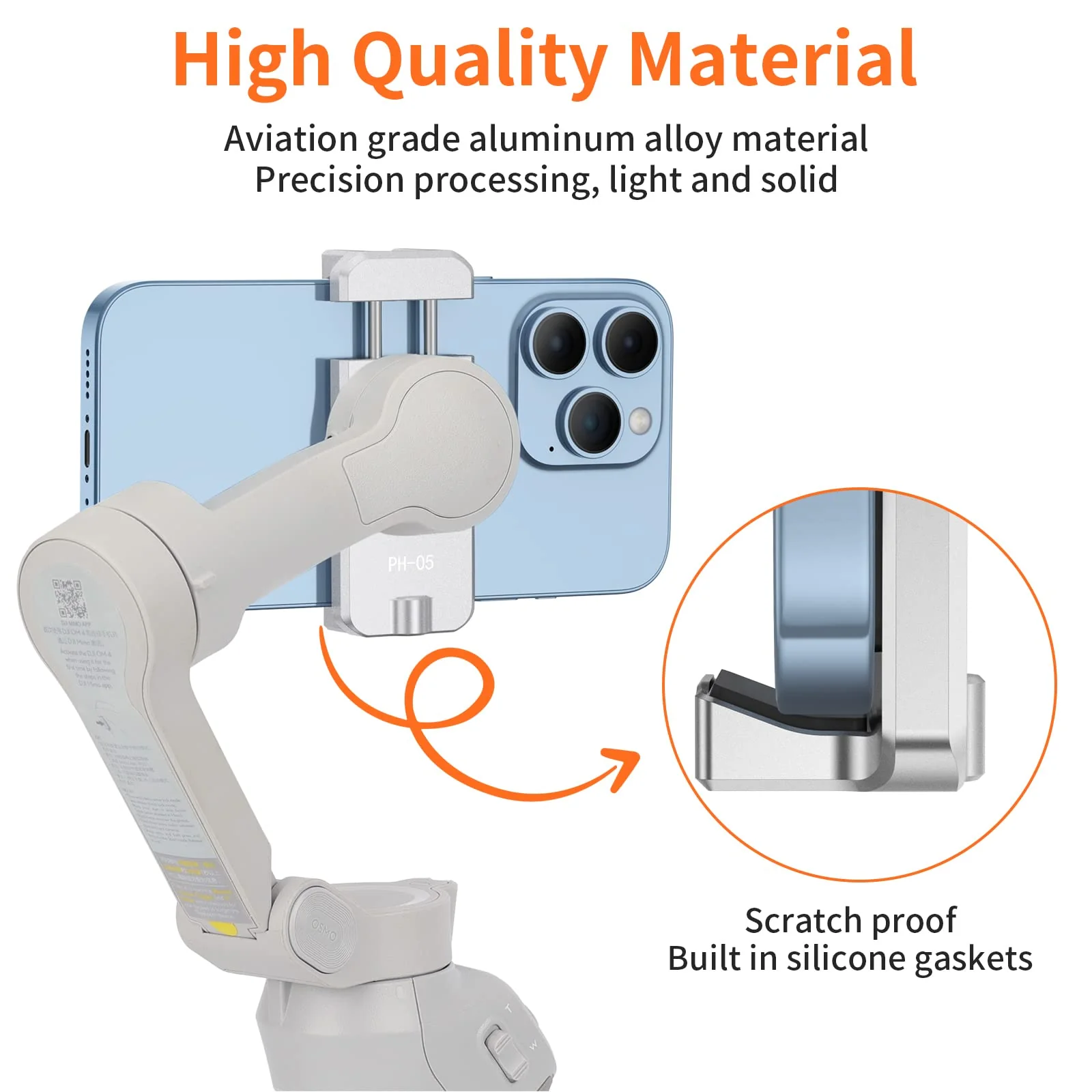 UURIG Magnetic Cell Phone Clamp for DJI OM, Phone Tripod Mount, Handheld Gimbals Magnetic Ring Holder for DJI OSMO Mobile 8/7/7P/6,OM 5/OM 4/OM 4 SE Accessories - Image 5