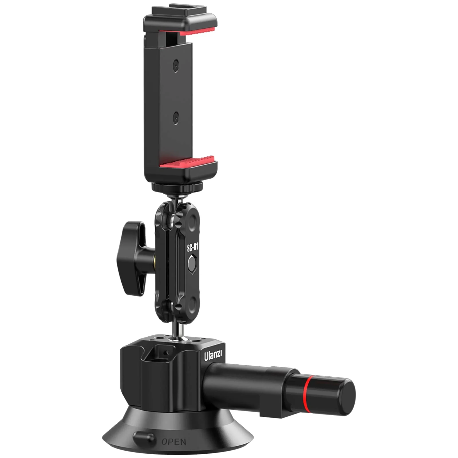 UURig SC-01 Suction Mount 3" for Vlogging Action Camera Car w Smartphone Clamp Compatible with DJI OSMO Pocket 3/OSMO 360/Insta 360 x5/Xtra/iPhone 17 16 15 14Pro Max, 1/4" Magic Arm Windshield Window 3" SC-01 Suction Mount - Image 6