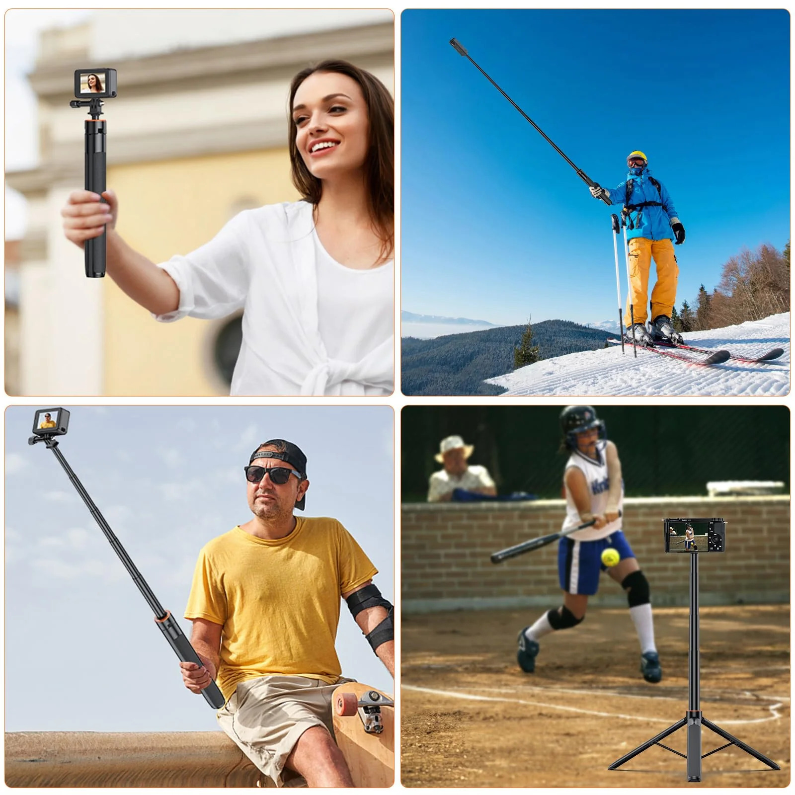 UURig TP21 54inch Telescopic Selfie Stick Long with Tripod, Waterproof Hand Grip, for Insta360 GoPro Hero 10 9 8 7 6 5 4 3 2, Fusion, Max, Session, AKASO, SJCAM, DJI OSMO GoPro A0097 - Image 6