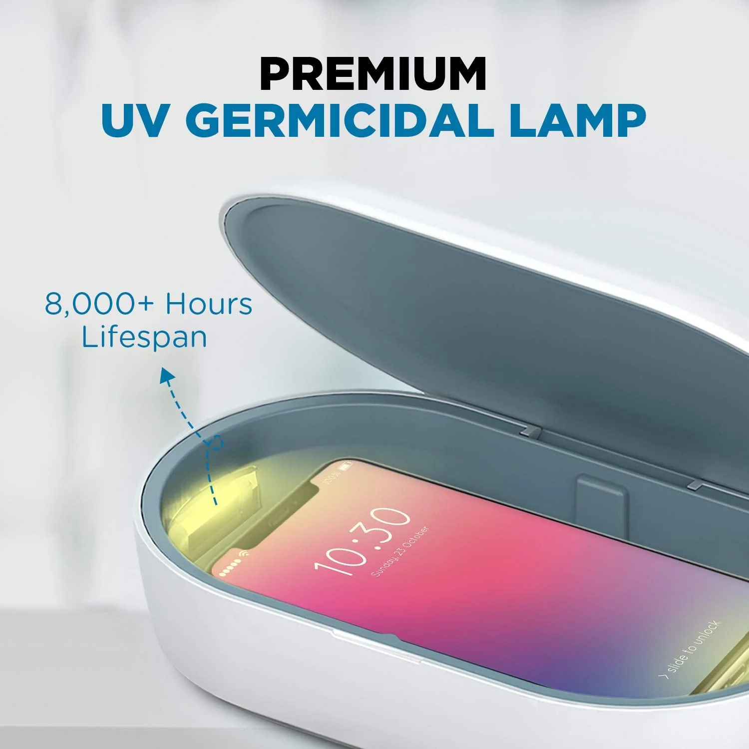 UV Light Sanitizer Box with Wireless Charging, 8 UV-C LED Lights for Phones, Toothbrushes, Nail Tools, Jewelry, and More (Green) - Image 4