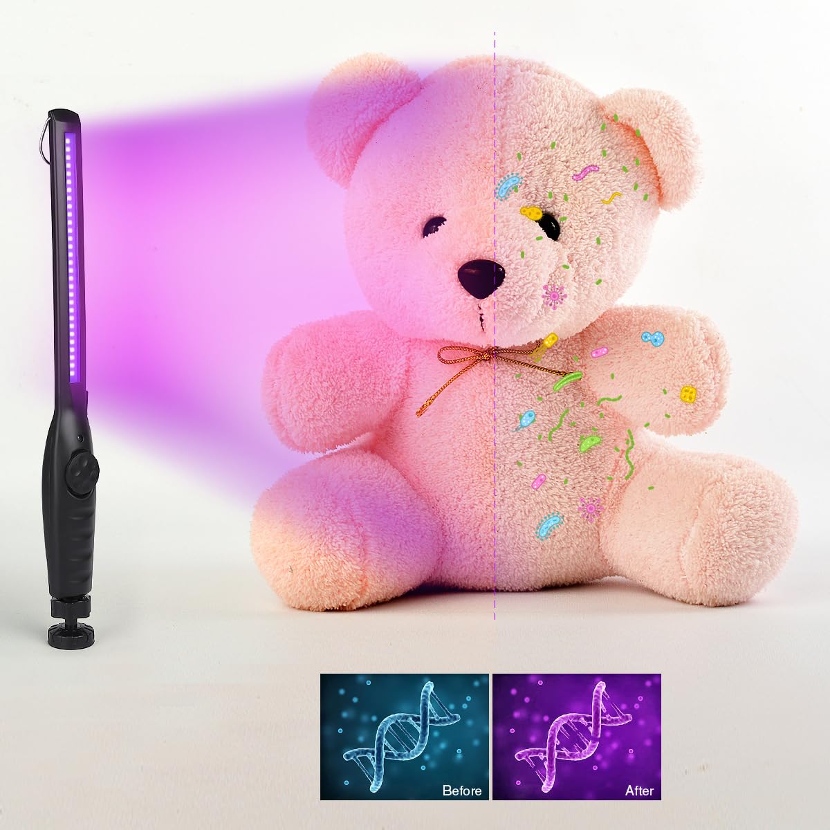 UV Light Sanitizer, Portable UV Light Disinfection Lamp USB Rechargeable Ultraviolet Light Sanitizer for Home Hotel Travel Car UV Light Sanitizer Wand - Image 3