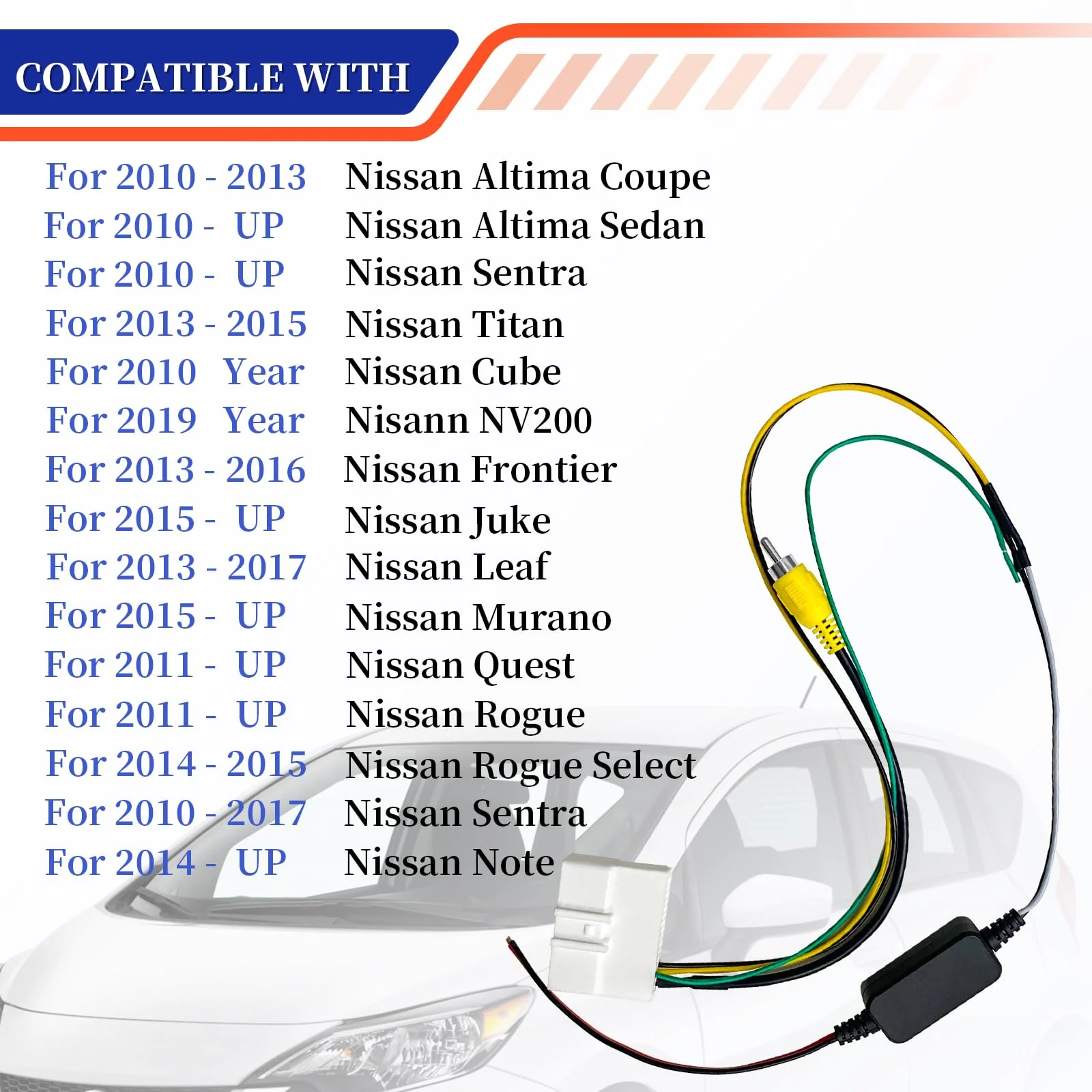 UX-NI006 Backup Camera Retention Wire Harness Compatible with for Nissan Frontier Altima Murano Rogue Titan Juke Sentra Cube Quest Leaf (Includes 12v to 6v Converter) - Image 2