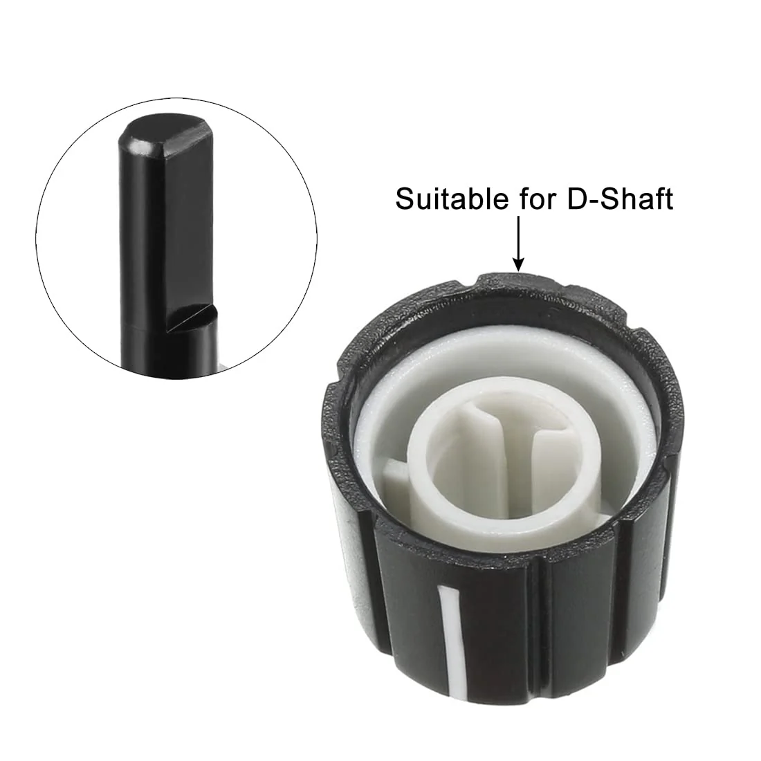 uxcell 20Pcs 15x13.5mm Plastic Potentiometer Rotary Knob for 4x6mm Diameter D Type Shaft Guitar Volume Knob. - Image 5