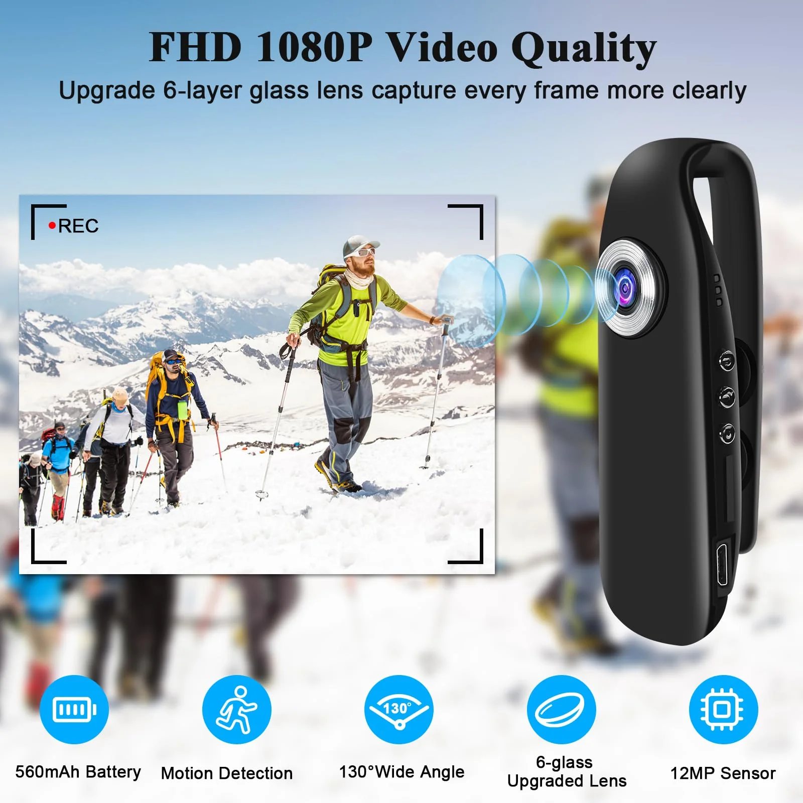 UYIKOO 32G Body Camera, Small Sport Video Camera HD 1080P Body Camera, Portable Pocket Tiny Body Cams with Back Clip with Magnetic Pocket Portable DV for Cycling, Pets, Walking, Traveling - Image 2