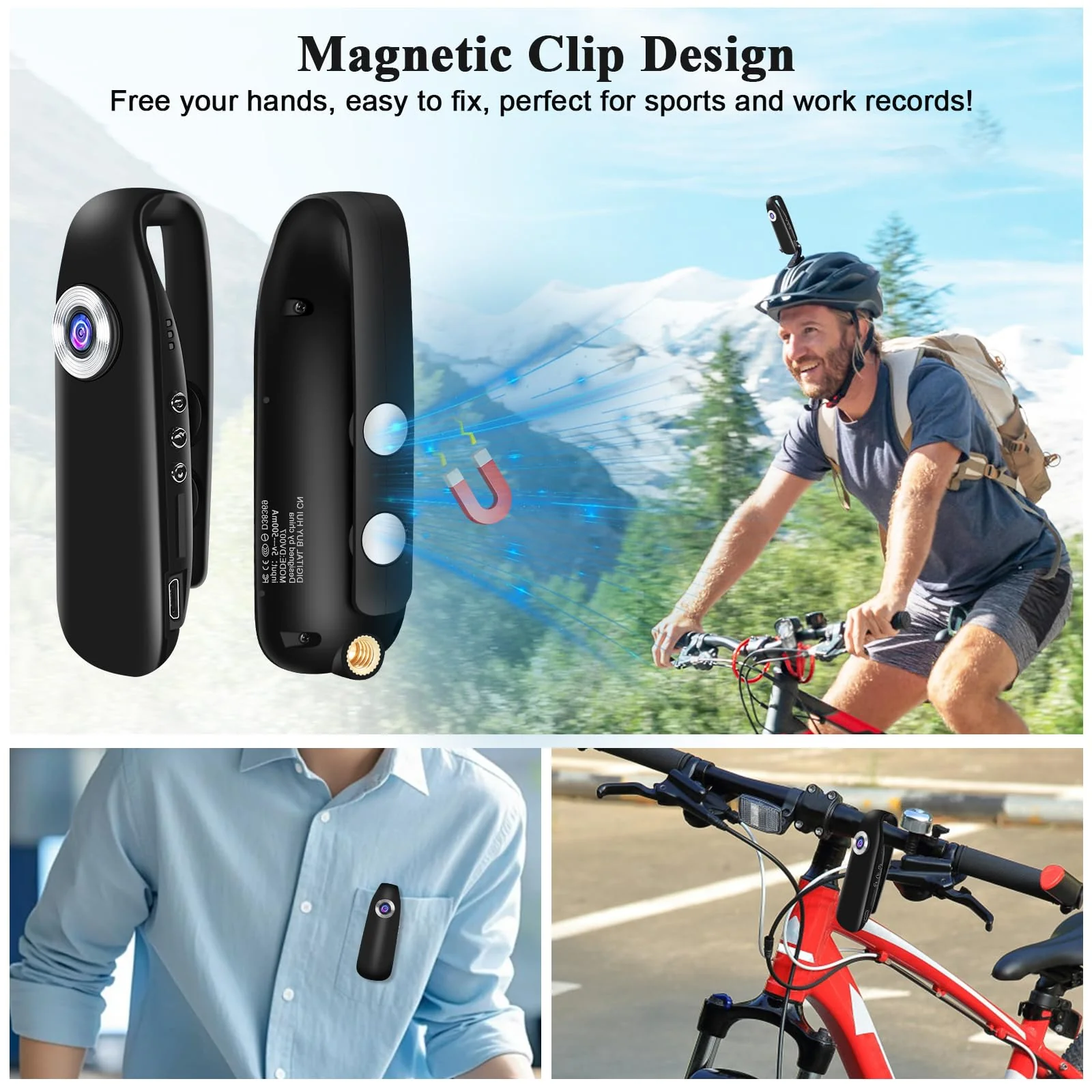 UYIKOO 32G Body Camera, Small Sport Video Camera HD 1080P Body Camera, Portable Pocket Tiny Body Cams with Back Clip with Magnetic Pocket Portable DV for Cycling, Pets, Walking, Traveling - Image 3