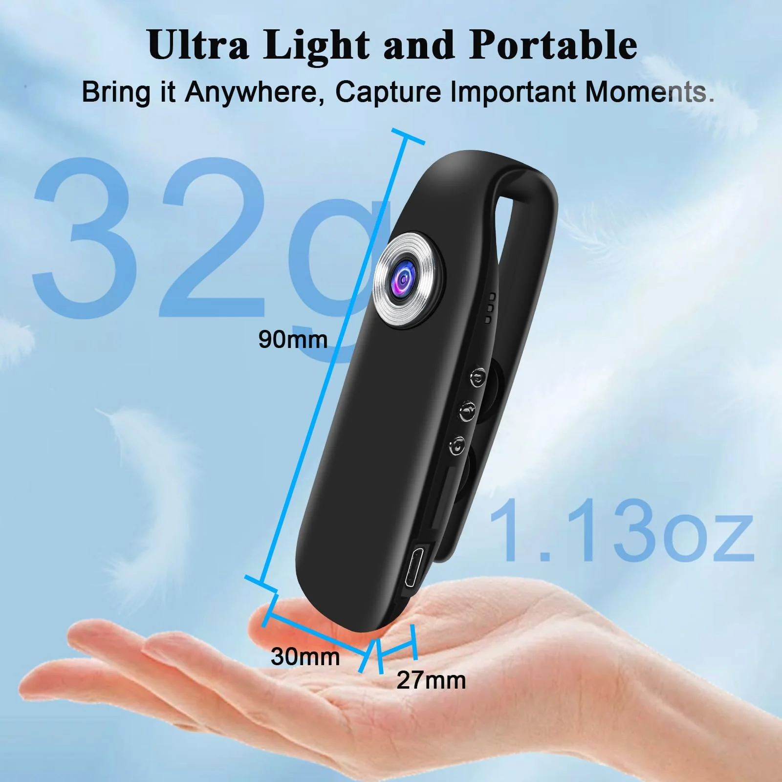 UYIKOO 32G Body Camera, Small Sport Video Camera HD 1080P Body Camera, Portable Pocket Tiny Body Cams with Back Clip with Magnetic Pocket Portable DV for Cycling, Pets, Walking, Traveling - Image 6