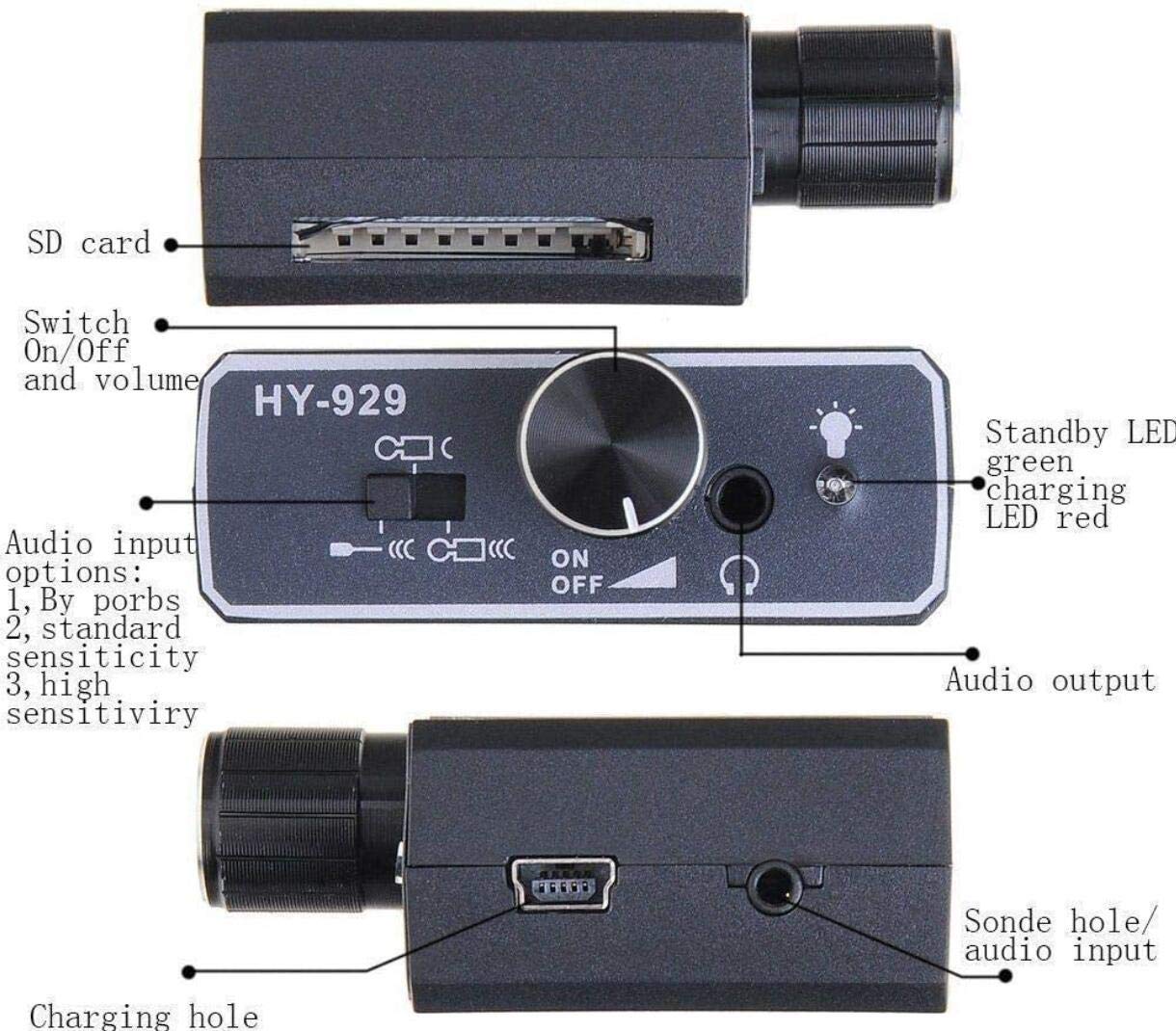 UZIMO Enhanced Version Super Sensitive Listen Thru-Wall Contact/Probe Microphone Amplifier System 8541737392 - Image 8