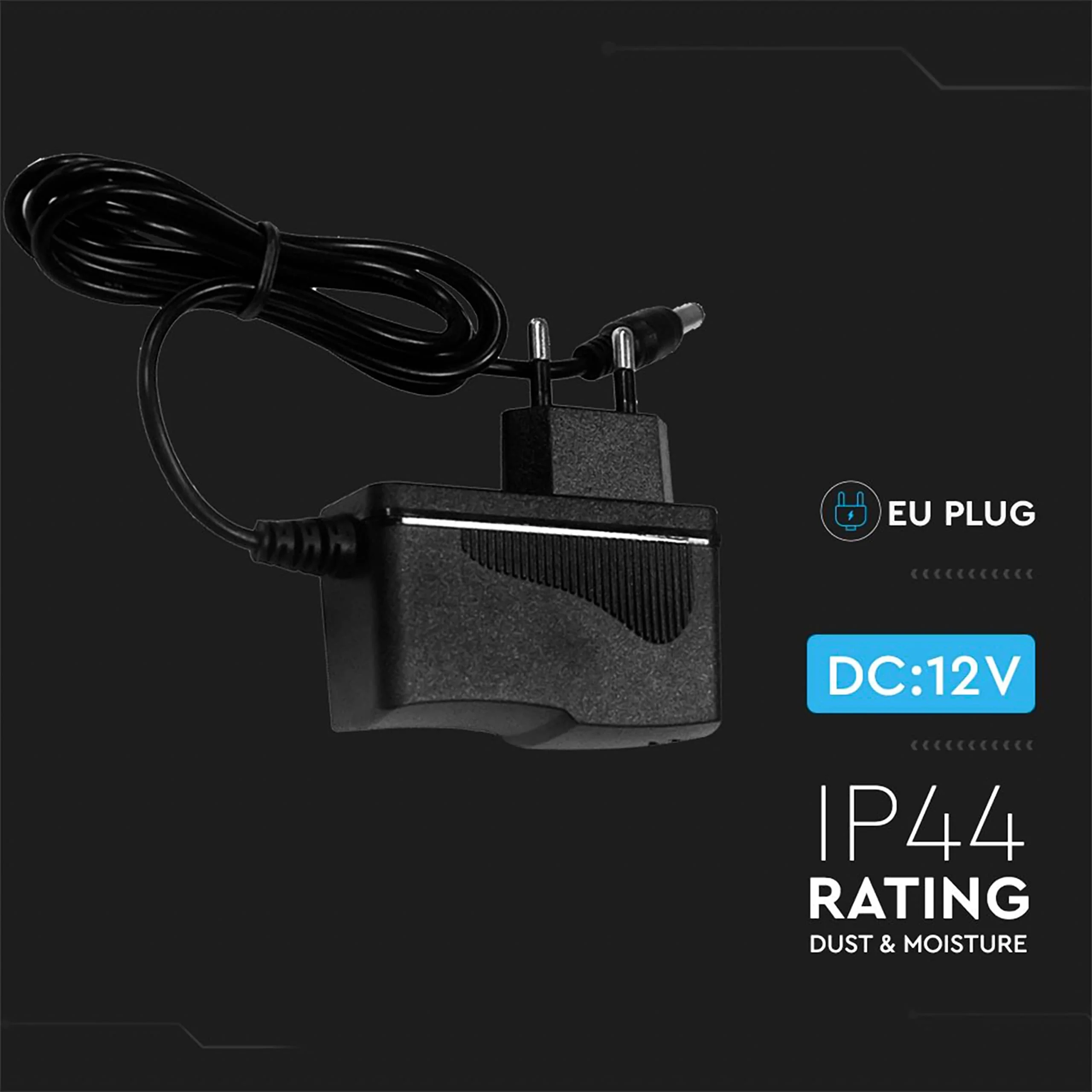 V-TAC Power Supply Adapter 12 V 18 W 1.5 A for Cameras, LED Strips, Modem - Transformer 12 V - Power Adapter for Screens and Electronic Devices - Input AC 100-240 V - Euro Plug - Image 5