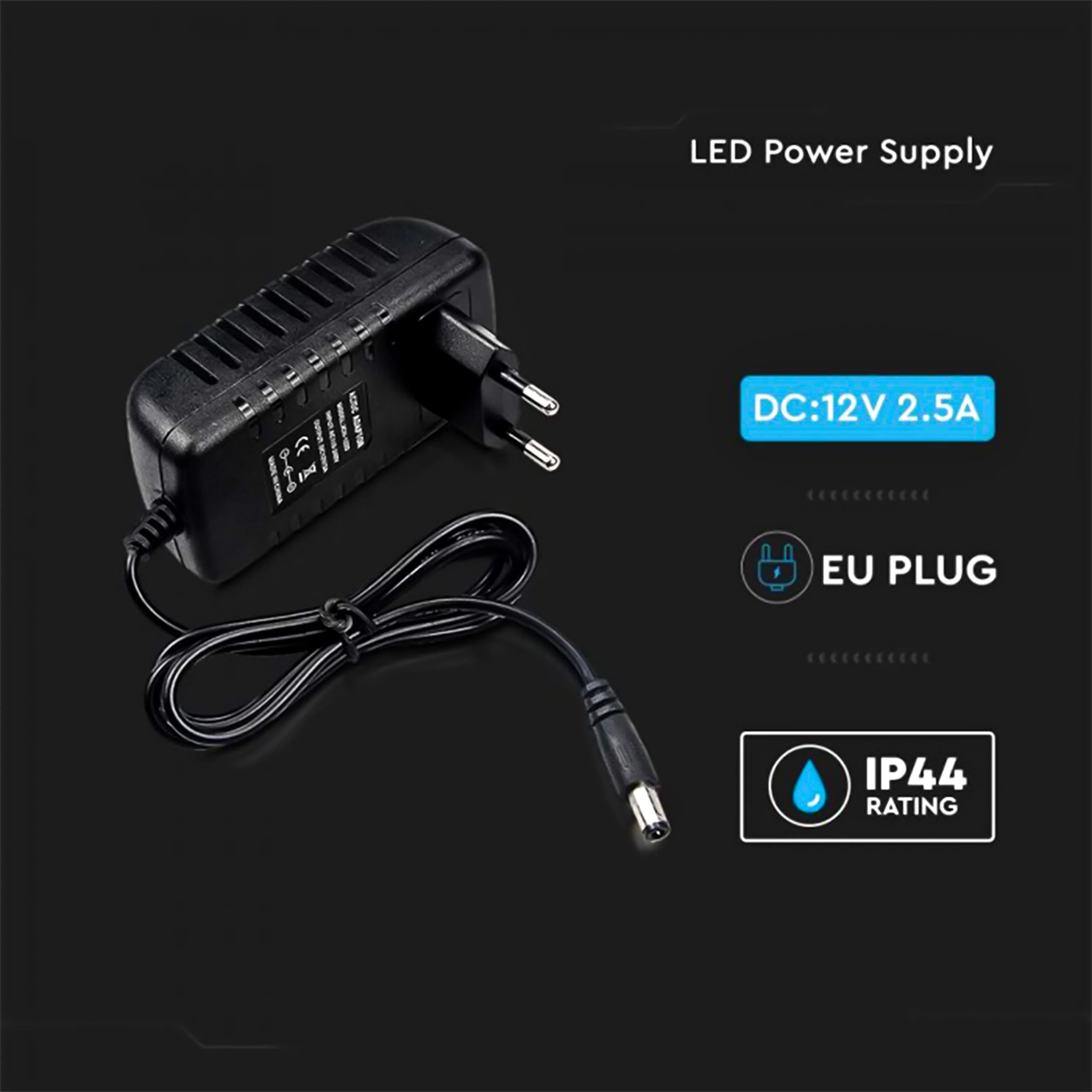 V-TAC Power Supply Adapter 12 V 42 W 3.5 A for Cameras, LED Strips, Modem - Transformer 12 V - Power Adapter for Screens and Electronic Devices - Input AC 100-240 V - Euro Plug 42 watts - Image 5