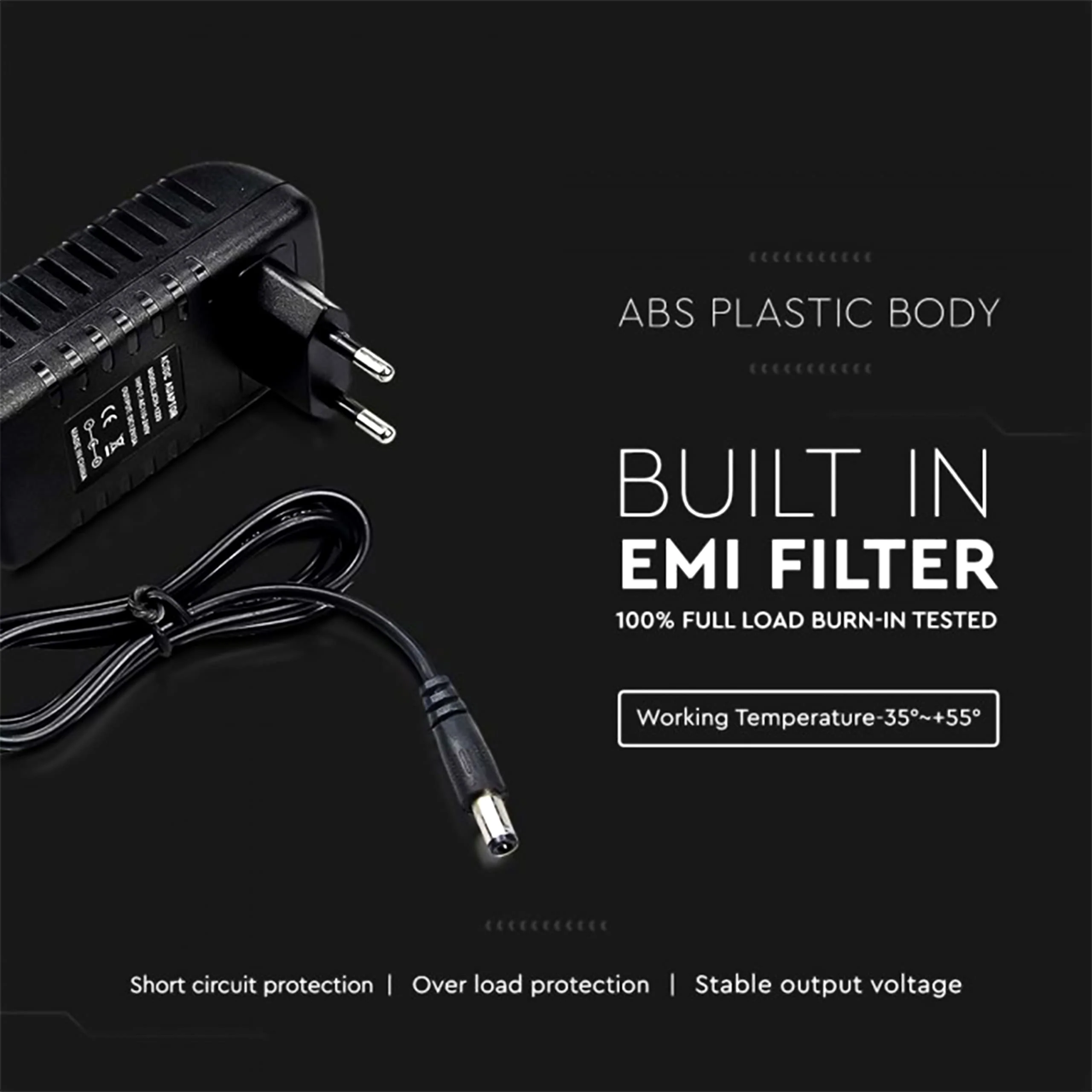 V-TAC Power Supply Adapter 12 V 42 W 3.5 A for Cameras, LED Strips, Modem - Transformer 12 V - Power Adapter for Screens and Electronic Devices - Input AC 100-240 V - Euro Plug 42 watts - Image 6