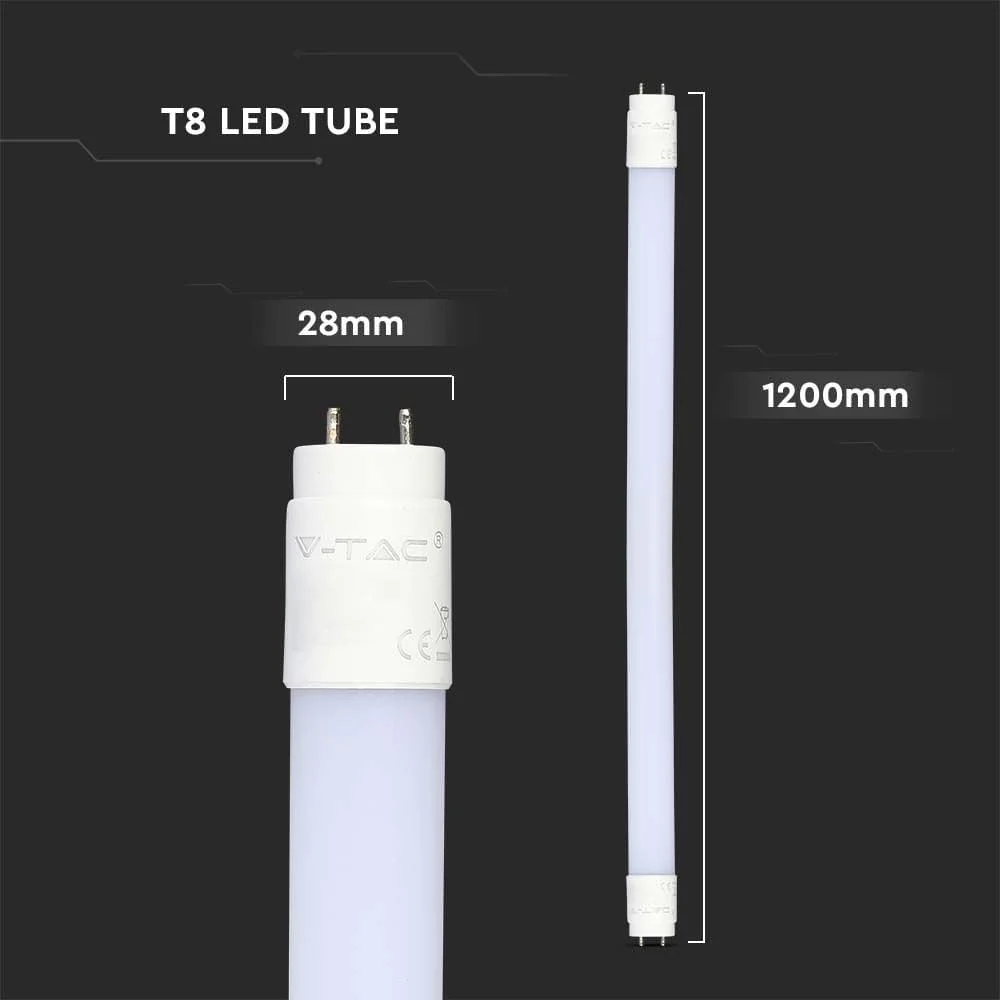 V-TAC White LED T8 Tubes - Samsung - IP20-18W - 1850 Lumen - 6500K - 5 Years - 120 cm - Image 3