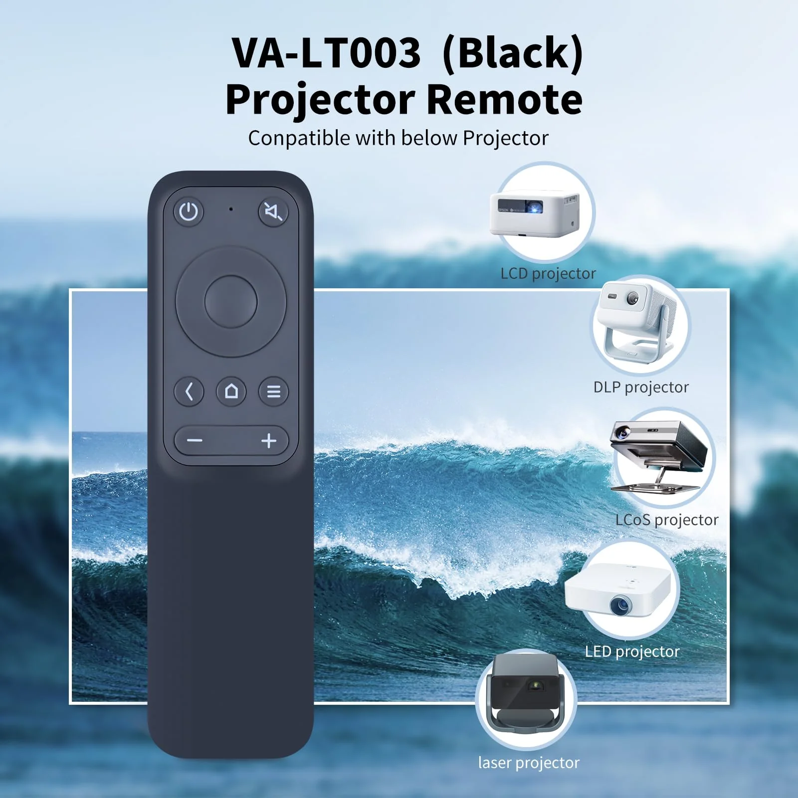 VA-LT003 WDZP New Remote Control Replacement for VAVA 4K VA-LT002 UST Laser Projector (Black) - Image 2