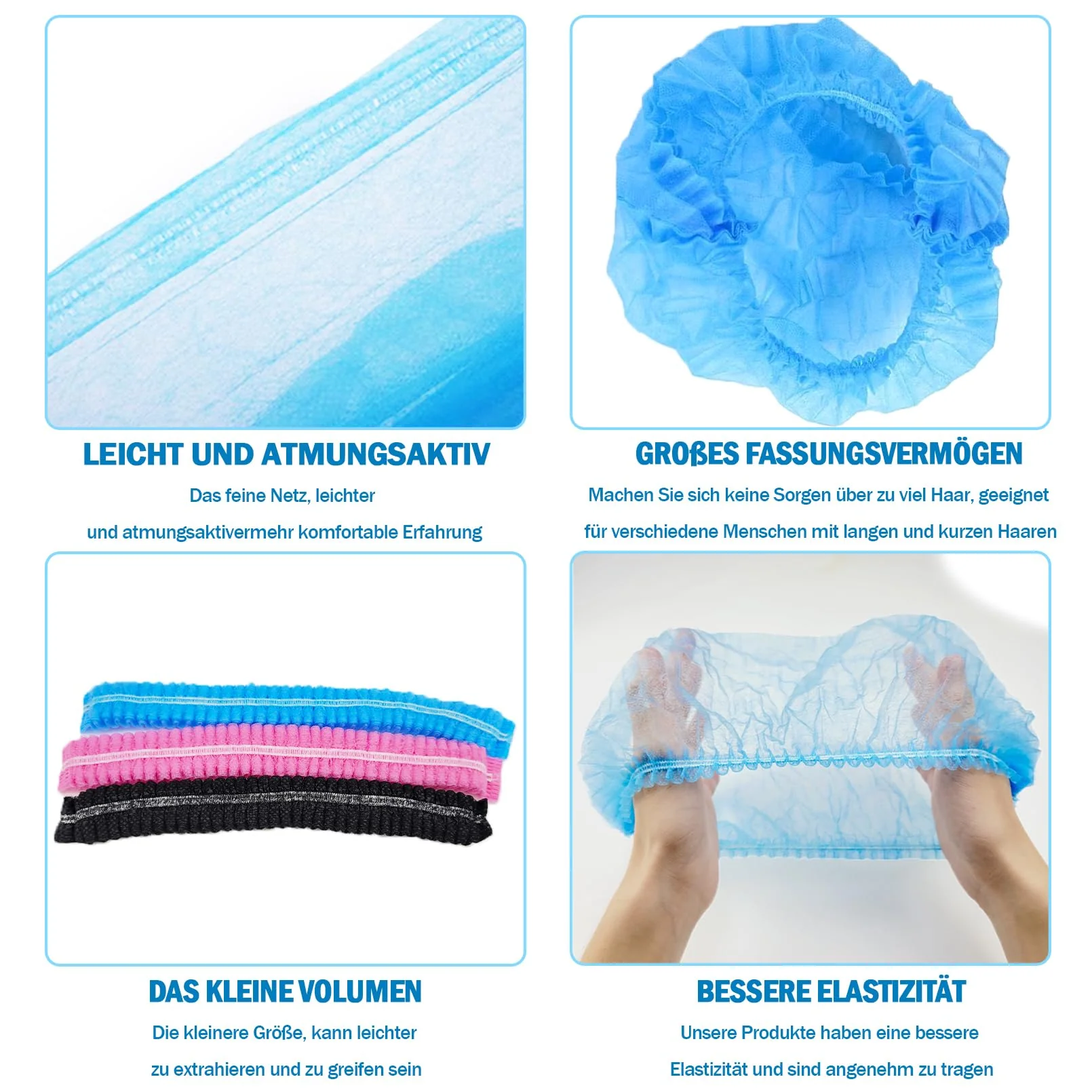 Vabrloy Pack of 100 Hair Nets, 53.3 cm Hair Nets Scalp, Surgical Cap, Hair Cap Made of Disposable Fabric, Bouffant Caps for Men and Women with Elastic Stretch Band, Black - Image 4