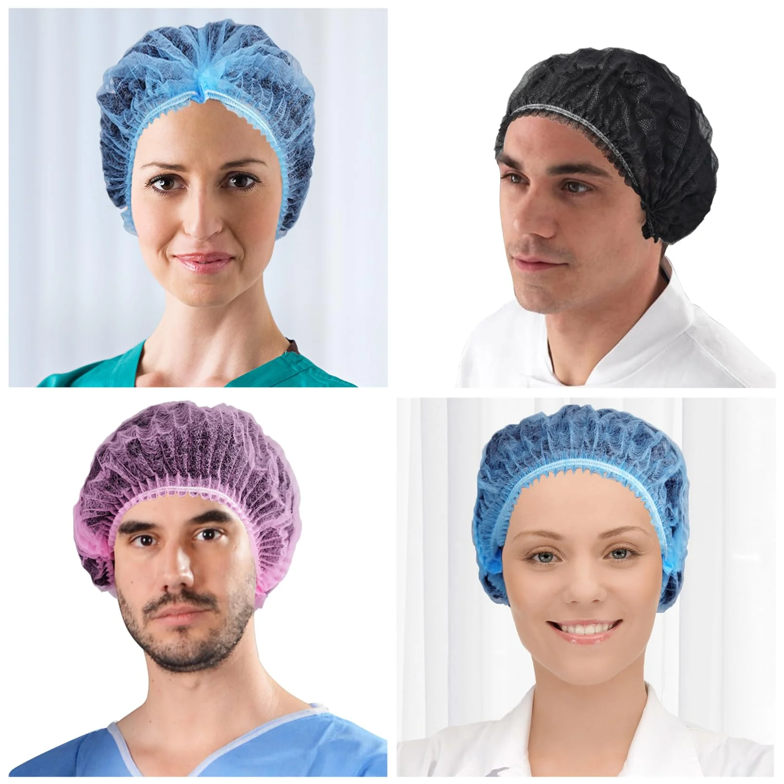 Vabrloy Pack of 100 Hair Nets, 53.3 cm Hair Nets Scalp, Surgical Cap, Hair Cap Made of Disposable Fabric, Bouffant Caps for Men and Women with Elastic Stretch Band, Black - Image 6