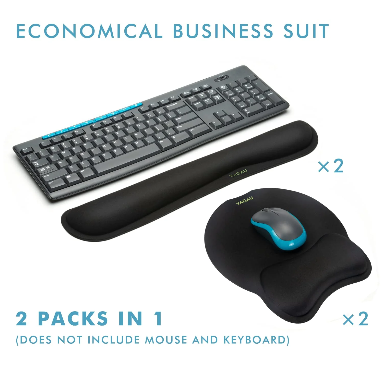 VAGAU Premium Keyboard Wrist Rest and Mouse Pad Wrist Support, Ergonomic Memory Foam Set for Office, Laptop, Mac, Computer and Gaming, Comfortable Typing &Wrist Pain Relief (2 Pack) 2P-Keyboard and Mouse Wrist Rest 2p-a-black - Image 6