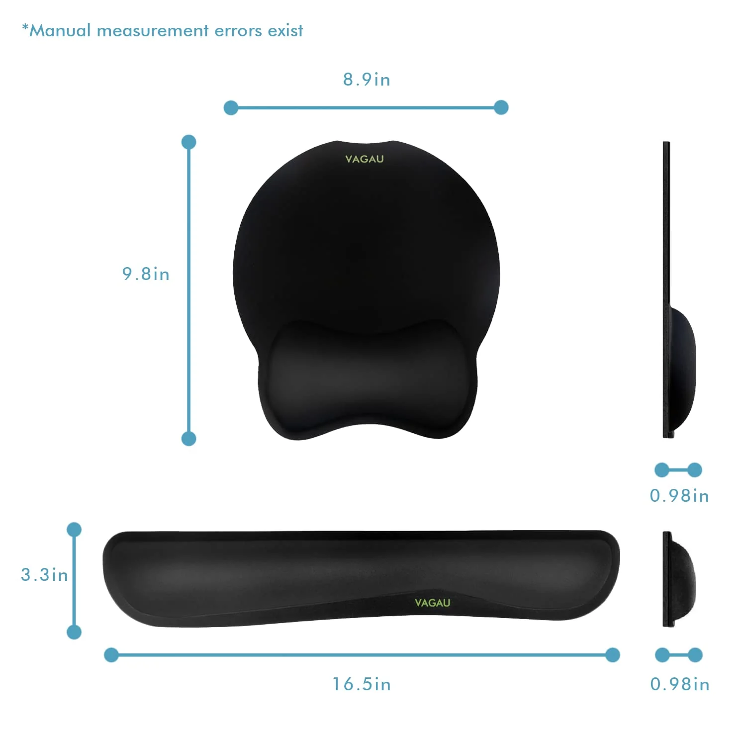 VAGAU Premium Keyboard Wrist Rest and Mouse Pad Wrist Support, Ergonomic Memory Foam Set for Office, Laptop, Mac, Computer and Gaming, Comfortable Typing &Wrist Pain Relief (2 Pack) 2P-Keyboard and Mouse Wrist Rest 2p-a-black - Image 7
