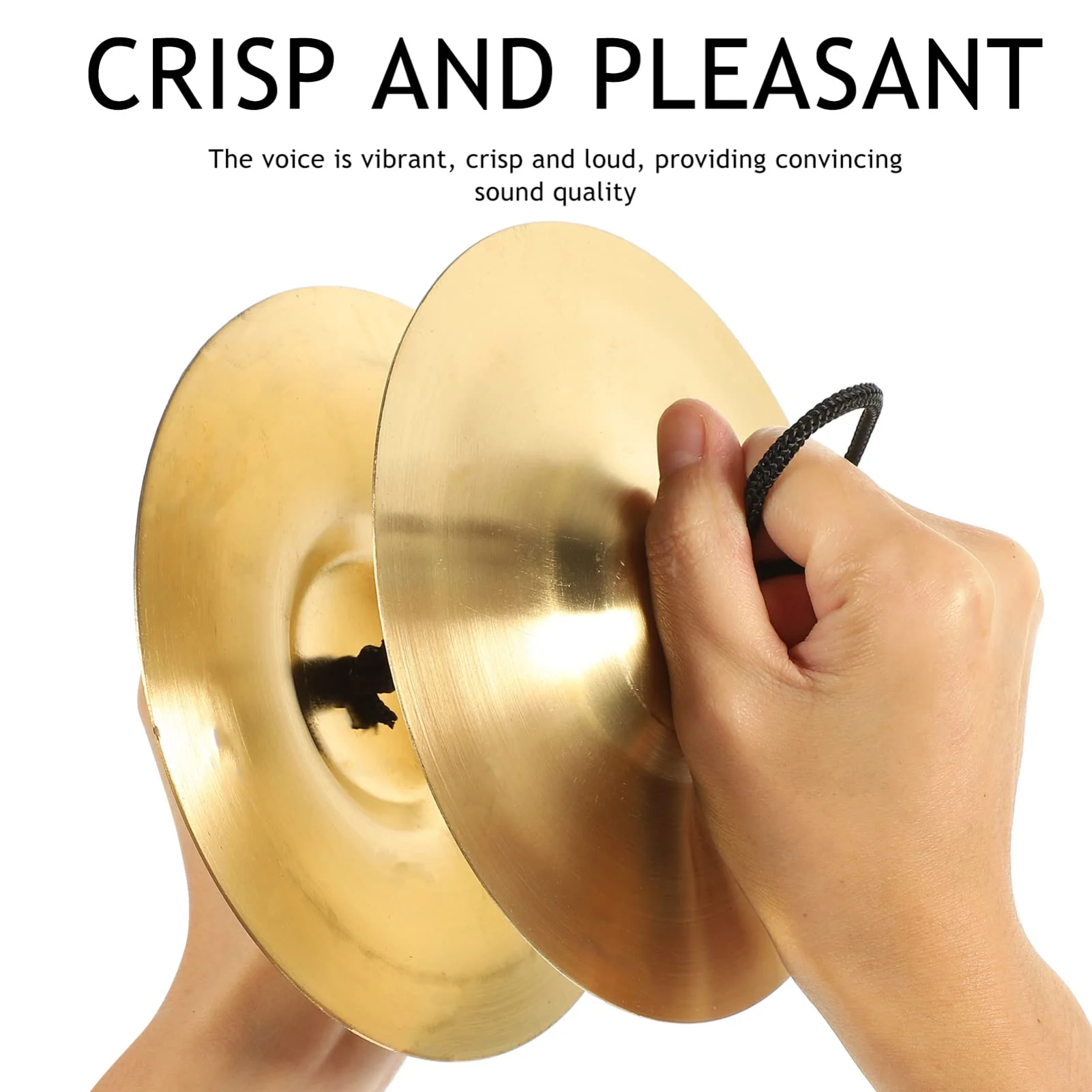 Vaguelly 1 Pair Hand Cymbals, 6 Inch Small Marching Cymbal Copper Finger Cymbals, Metal Finger Zills with Band Percussion Instrument for Adults, Kids, Party Gold 15X15cm - Image 2