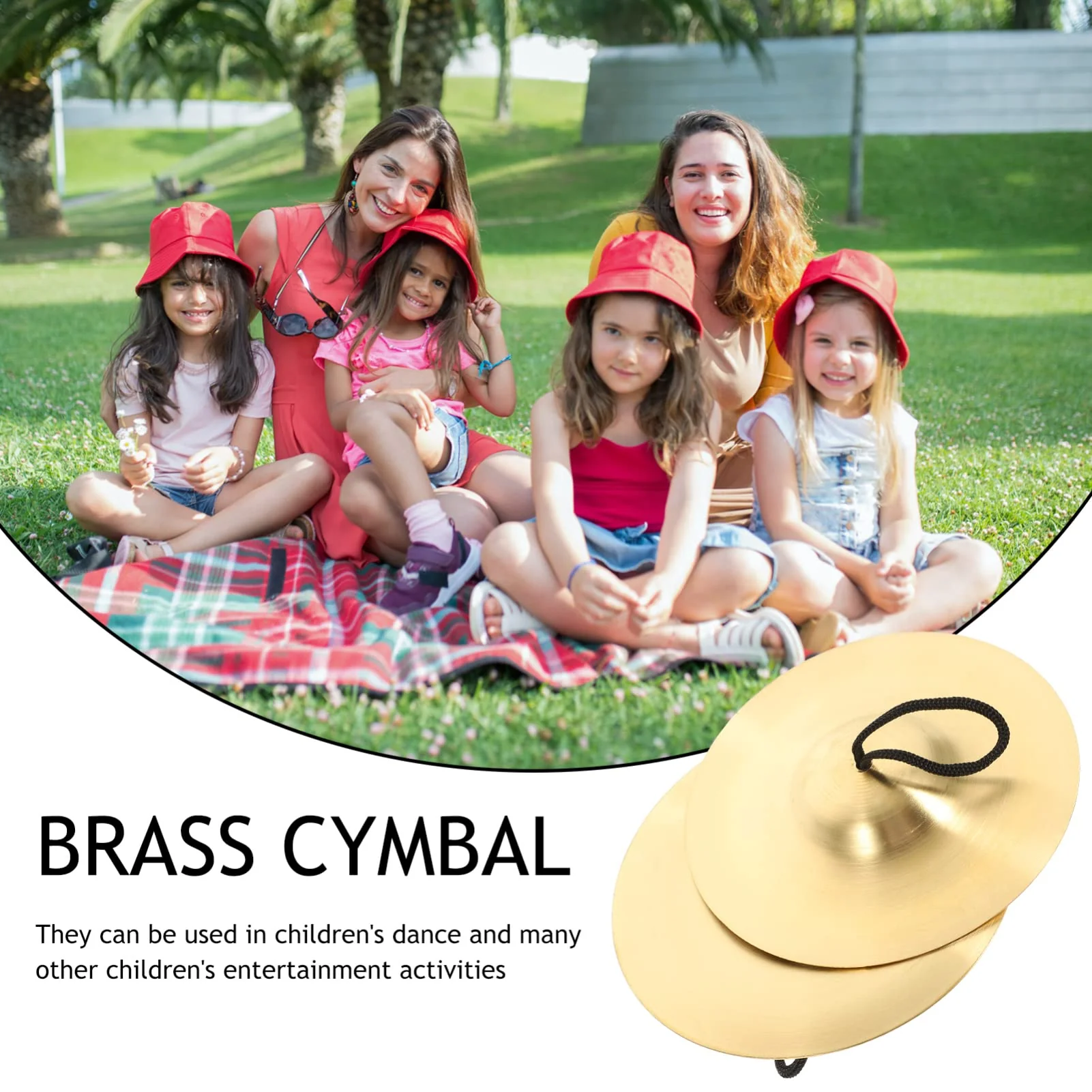 Vaguelly 1 Pair Hand Cymbals, 6 Inch Small Marching Cymbal Copper Finger Cymbals, Metal Finger Zills with Band Percussion Instrument for Adults, Kids, Party Gold 15X15cm - Image 6