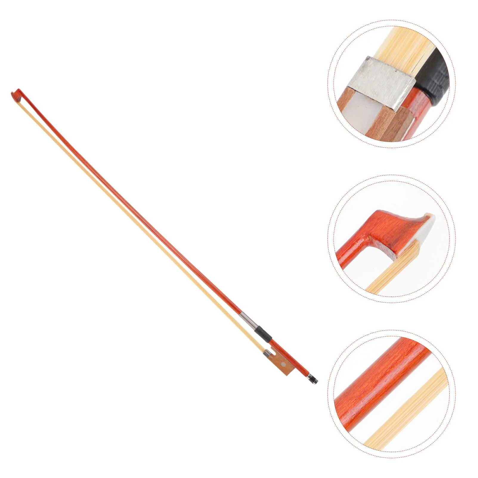 Vaguelly 3/4 Violin Bow Violin, Horsetail Hair Bow, Red Wood Round Stick Replacement Violin Bow, Violin Accessory Part - Image 8