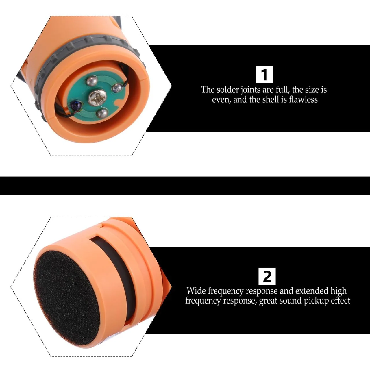 Vaguelly Mic Supplies 2pcs Dynamic Microphone DIY Microphone Accessory Microphone Capsule Noise canceling Microphone for Mic Cardioid Mic Mic Core Hand Microphone abs Noise Reduction 3.1X5.7CMx2pcs Orangex2pcs - Image 9
