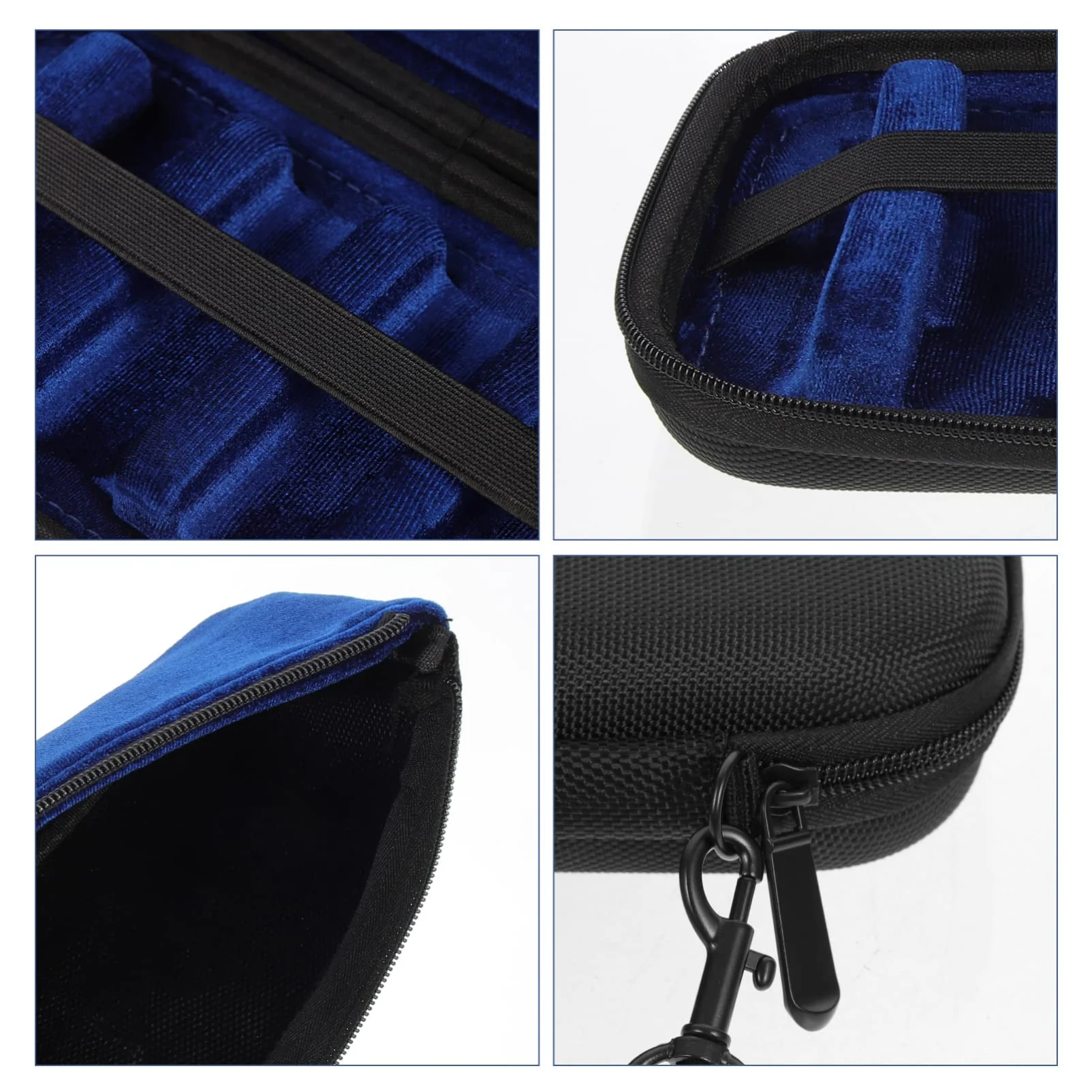 Vaguelly Saxophone Mouthpieces Case, Superior Oxford Cloth Clarinet Mouthpieces Case,Blue Velvet Lining,Multi Space Woodwind Case Storage Bag - Image 4