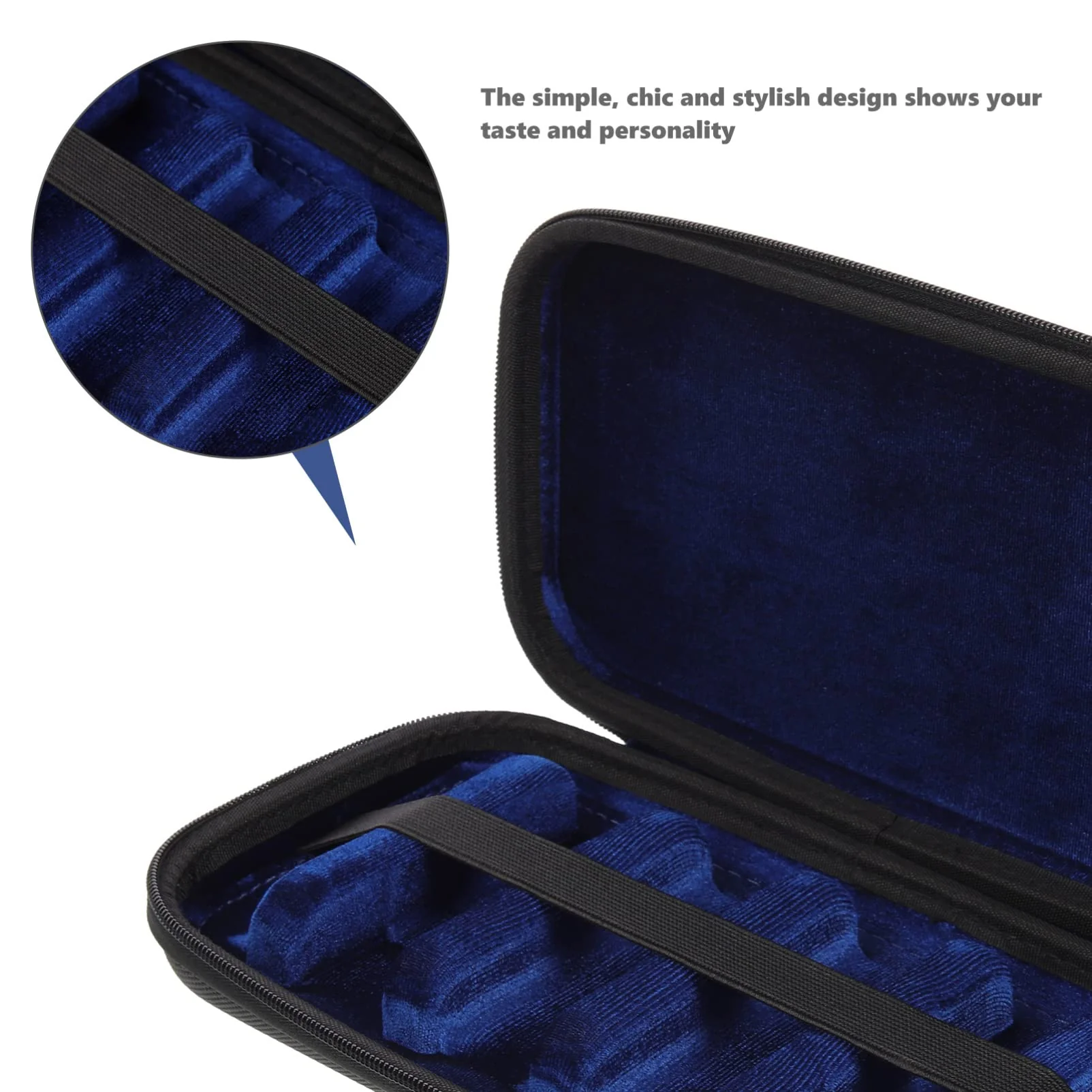 Vaguelly Saxophone Mouthpieces Case, Superior Oxford Cloth Clarinet Mouthpieces Case,Blue Velvet Lining,Multi Space Woodwind Case Storage Bag - Image 5
