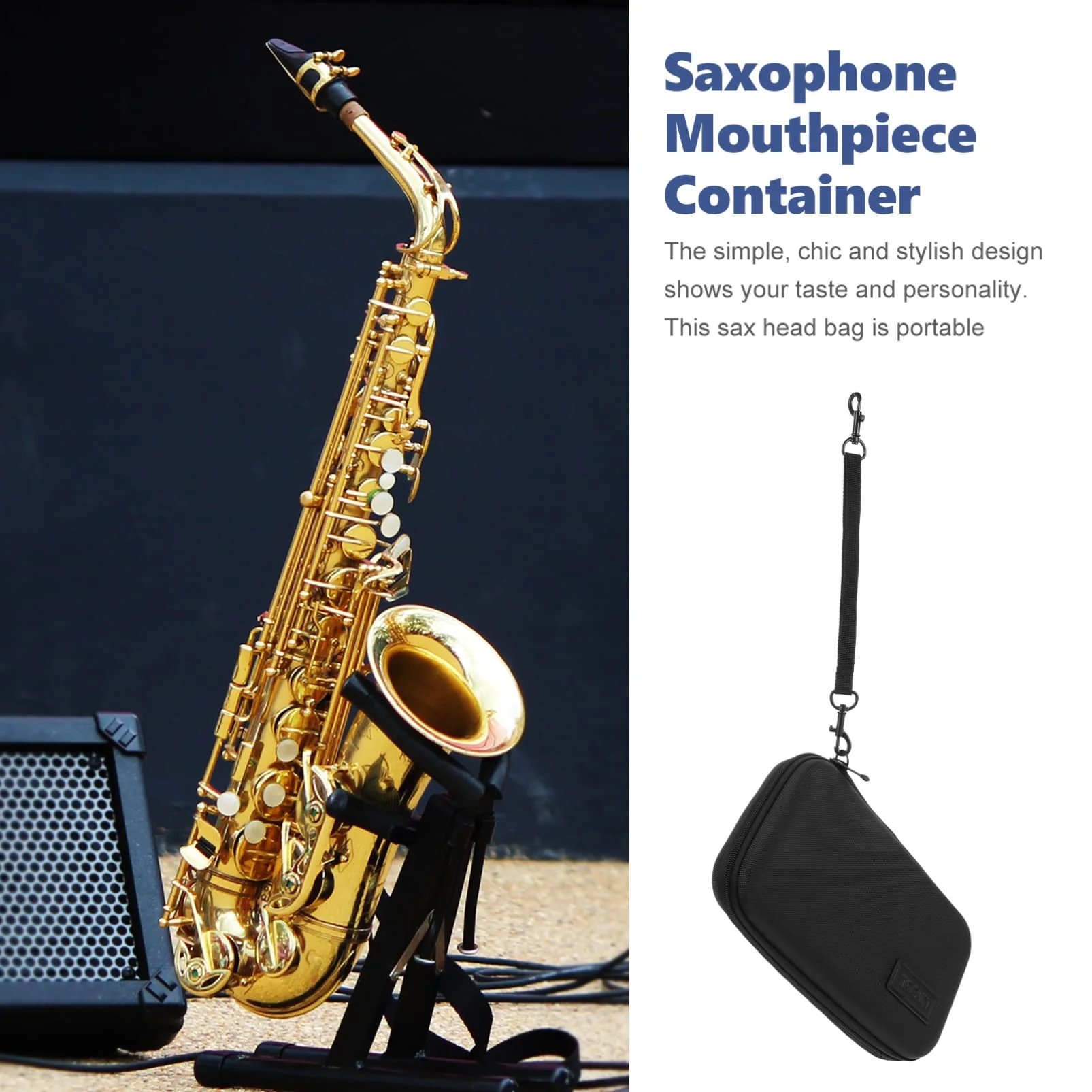 Vaguelly Saxophone Mouthpieces Case, Superior Oxford Cloth Clarinet Mouthpieces Case,Blue Velvet Lining,Multi Space Woodwind Case Storage Bag - Image 7