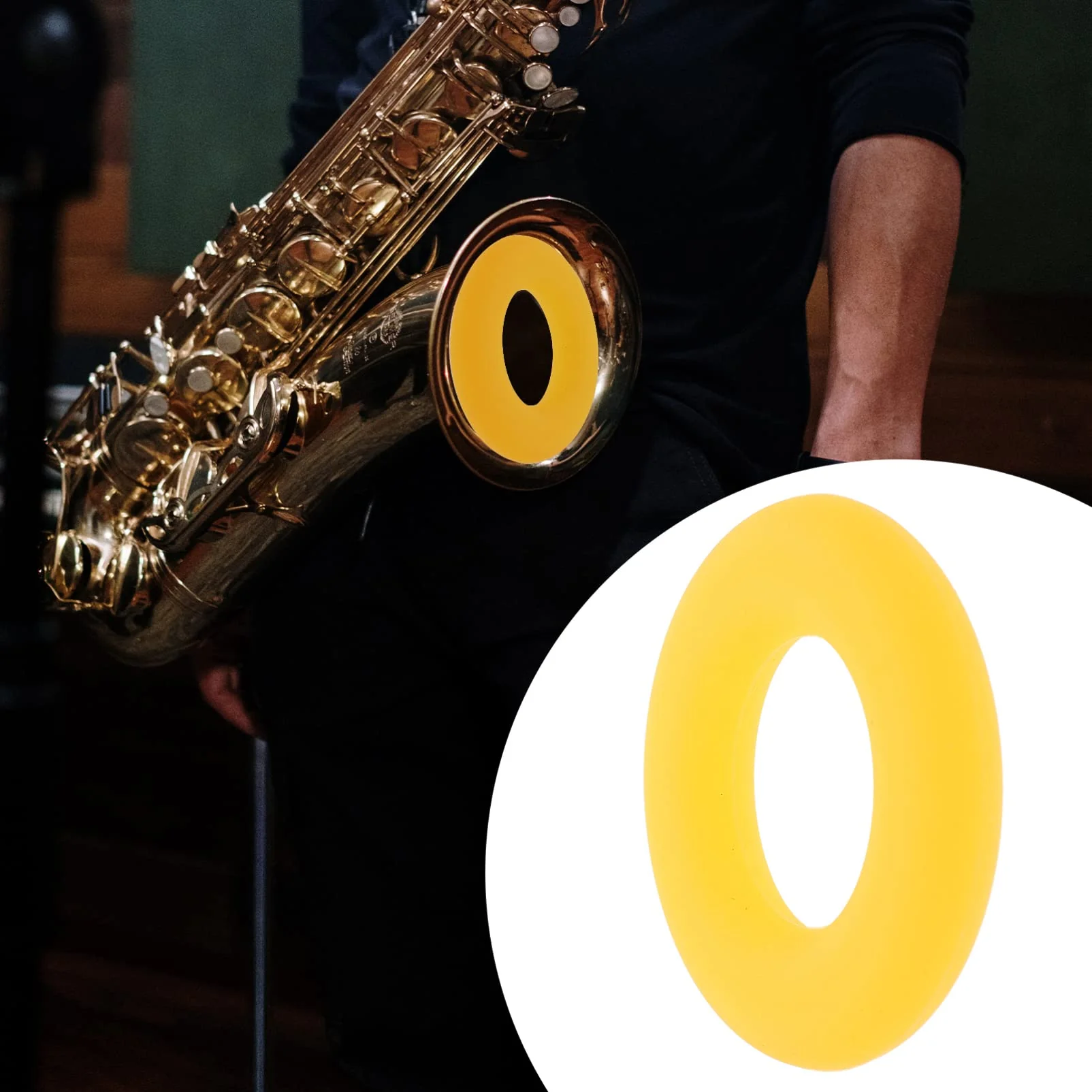 Vaguelly Silicone Saxophone Silencer Ring Saxophone Mute Dampener for Alto Tenor Saxophone Accessory Yellow - Image 3