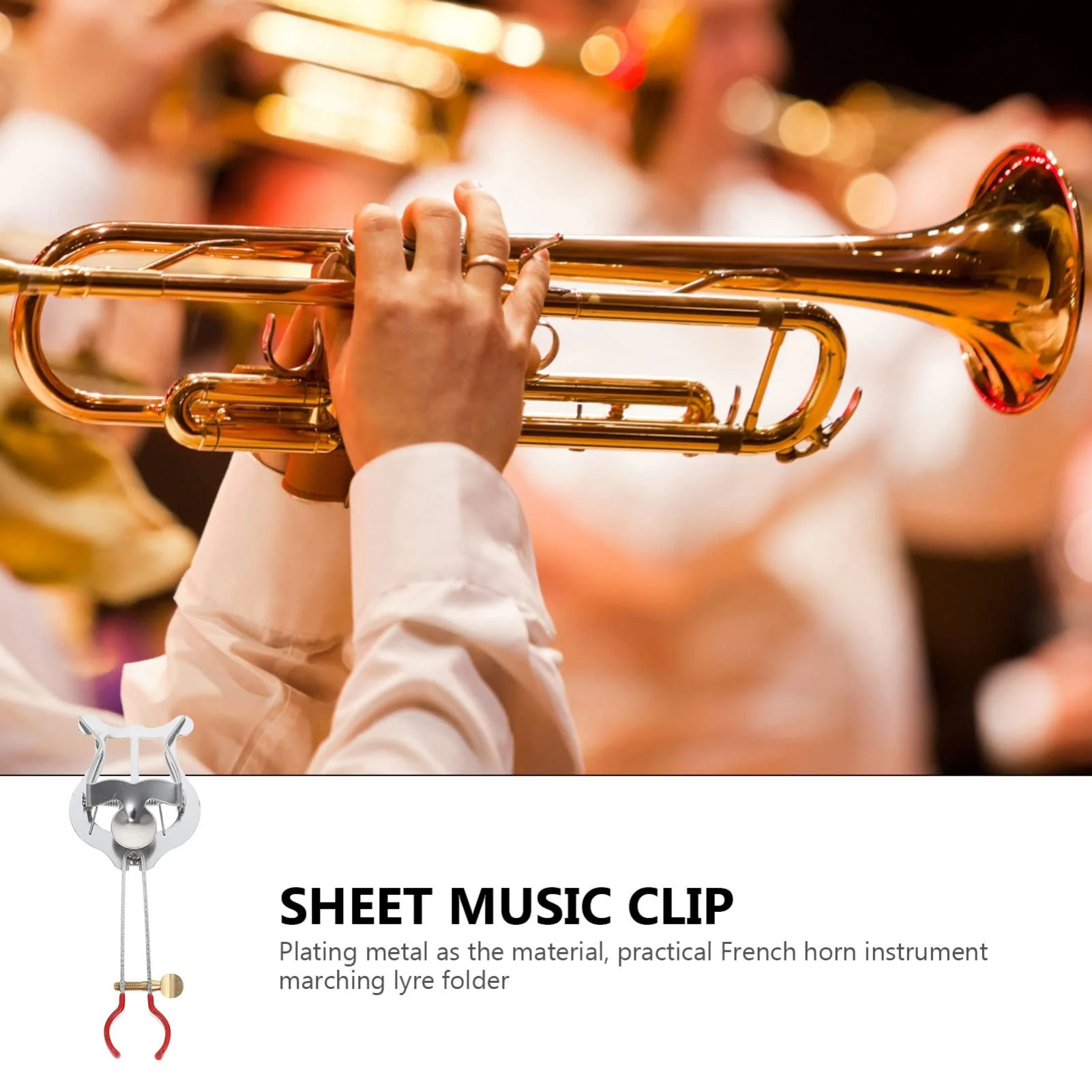 Vaguelly Trumpet Marching Clamp-on Lyre Clamp Sheet Music Clip Stand Instrument Holder Trumpet Marching Lyre - Image 4