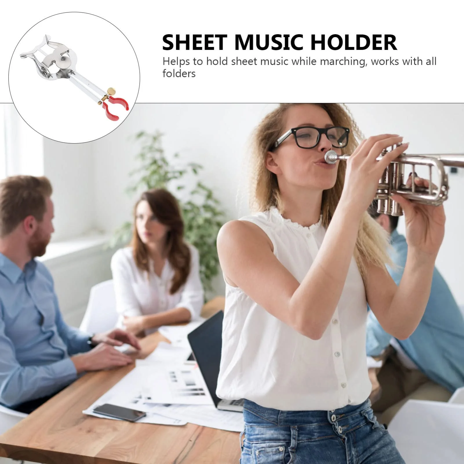 Vaguelly Trumpet Marching Clamp-on Lyre Clamp Sheet Music Clip Stand Instrument Holder Trumpet Marching Lyre - Image 5
