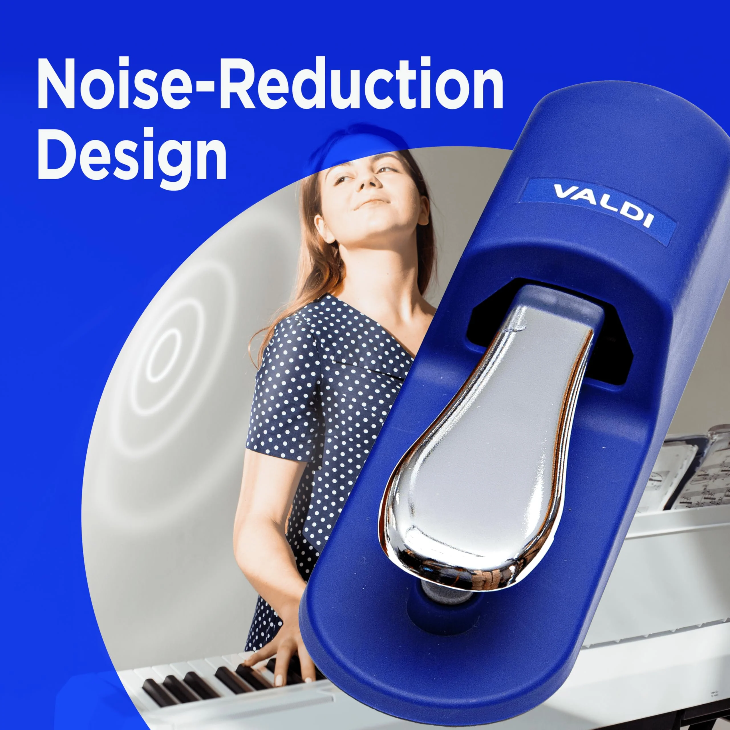 VALDI BP-3 Sustain Pedal - Universal Pedal for Keyboard Piano, Digital Pianos, MIDI Keyboards & Synths - Conversion Switch for All Brands - 1/4'' Jack, Anti-Slip Design, Extended Cable (BULE) BULE - Image 4
