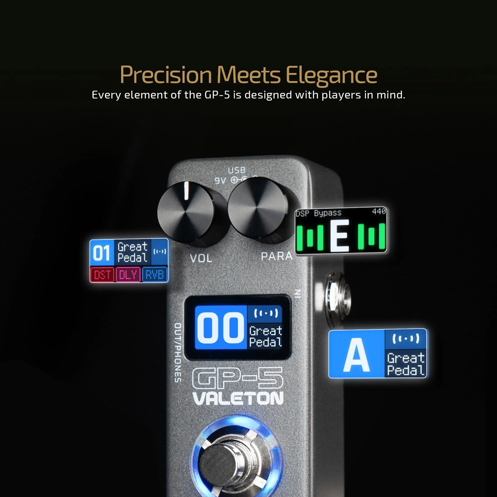 Valeton GP-5 Super Compact Multi-Effects Processor & NAM/IR Loader Pedal(Incl 1PCS Additional TRS Cable By VOLKTONE) - Image 4
