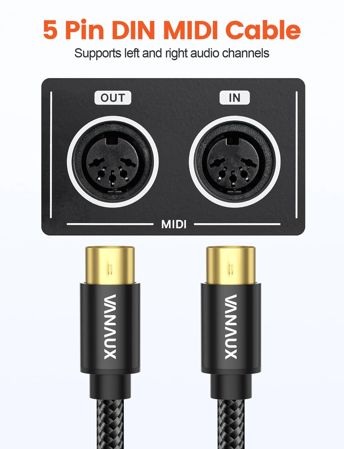 VANAUX MIDI Cable 6FT, Male to Male 5-Pin MIDI Cable Compatible with MIDI Keyboard, Keyboard Synth, Rack Synth, Sampler, External Sound Card, Sound Source and More-Black - Image 2