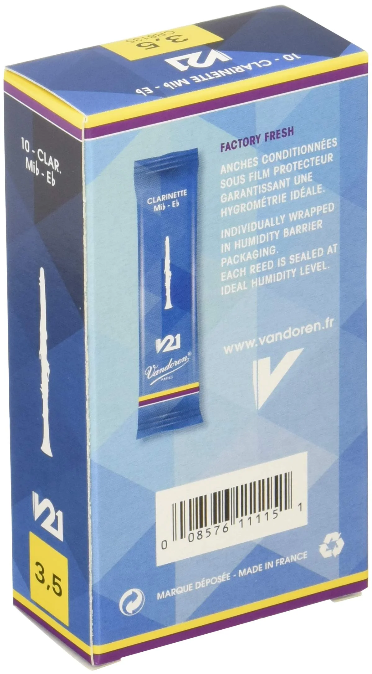 Vandoren CR8135 Bb Clarinet V21 Reeds Strength 3.5; Box of 10 - Image 2