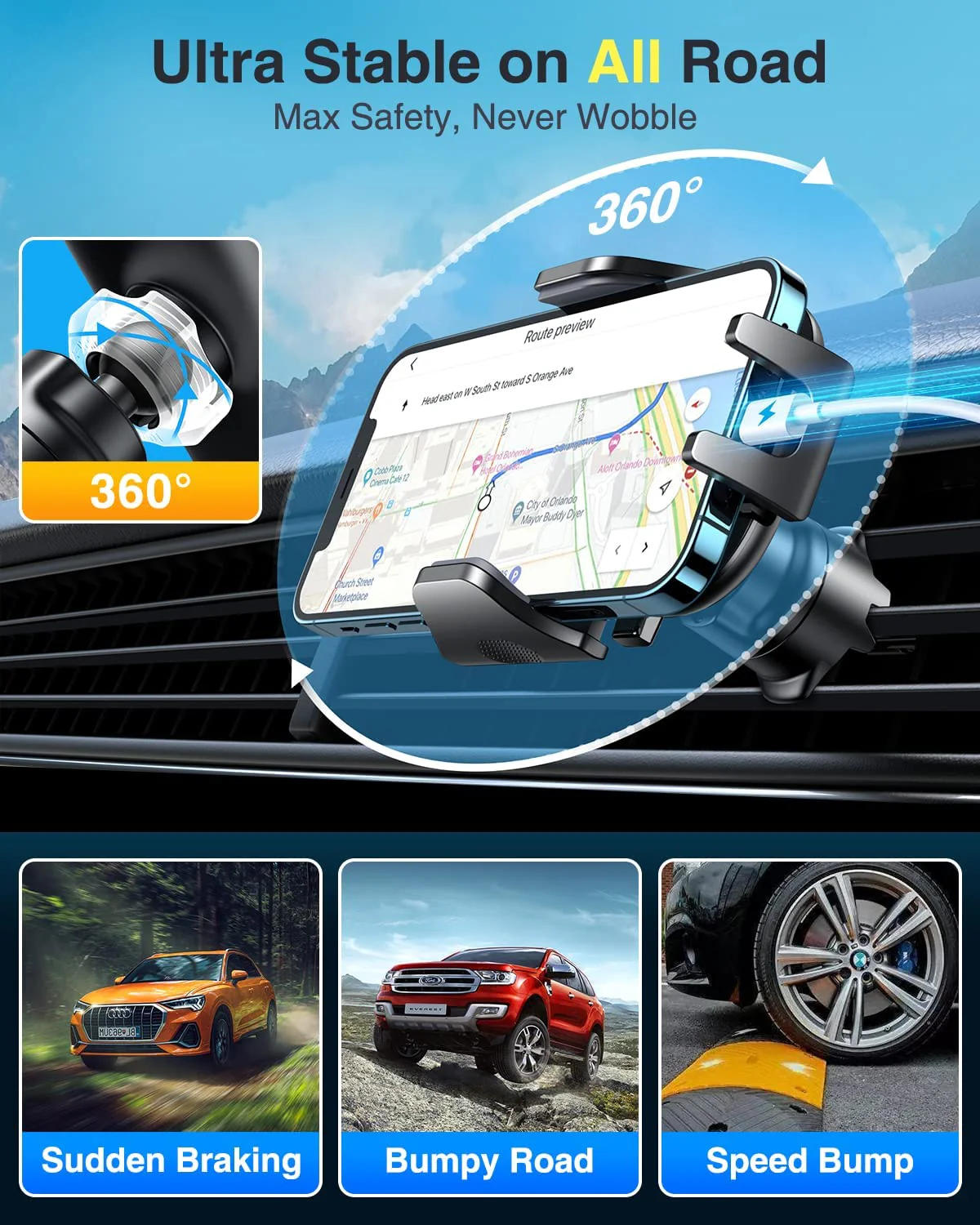 VANMASS Car Phone Holder [Upgraded Strongest Suction & Clip] Cell Phone Mount for Dashboard Windshield Vent Wall,Truck Cradle Stand for iPhone 17 Pro Max 16 15 14 13 12 11 SE Samsung S26 Android,Black Black - Image 8