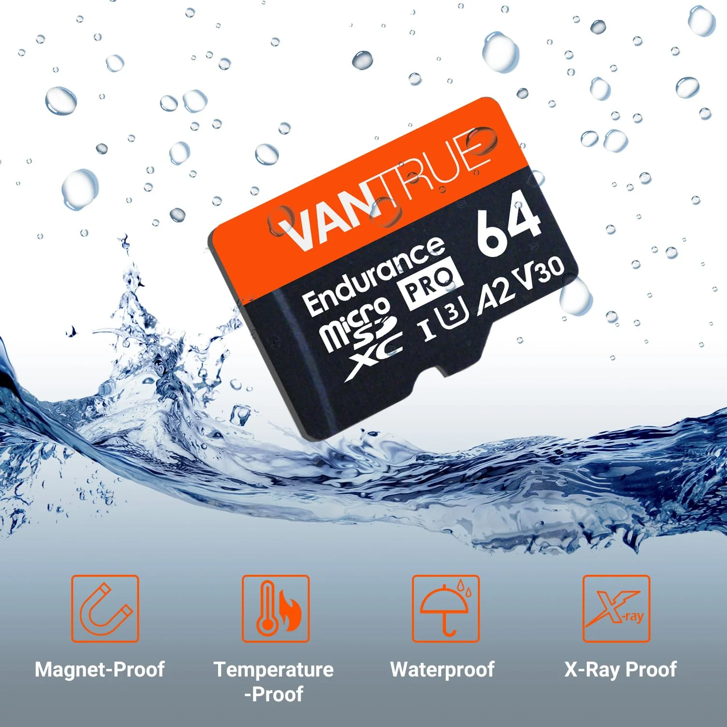 Vantrue 64GB microSD Card with Adapter, U3 UHS-I High Speed SD Card for Dash Cams & Home Security System Video Cameras Vantrue 64GB microSD Card - Image 3