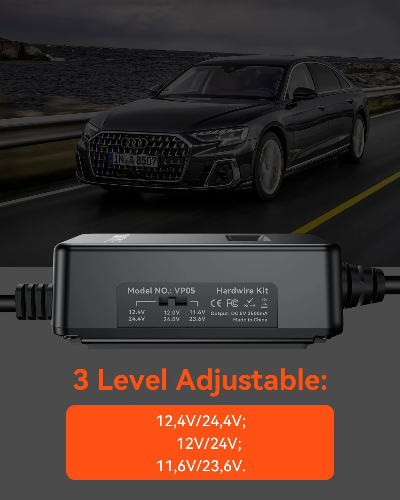 Vantrue USB-C Display Hardwire Kit with 3-Stage, Acc Cable for Dashcam, 11.6/23.6V, 12/24V, 12.4/24.4V to 5V, Fuse Holder with Low Voltage Protection, 24-Hour Parking Mode - Image 5