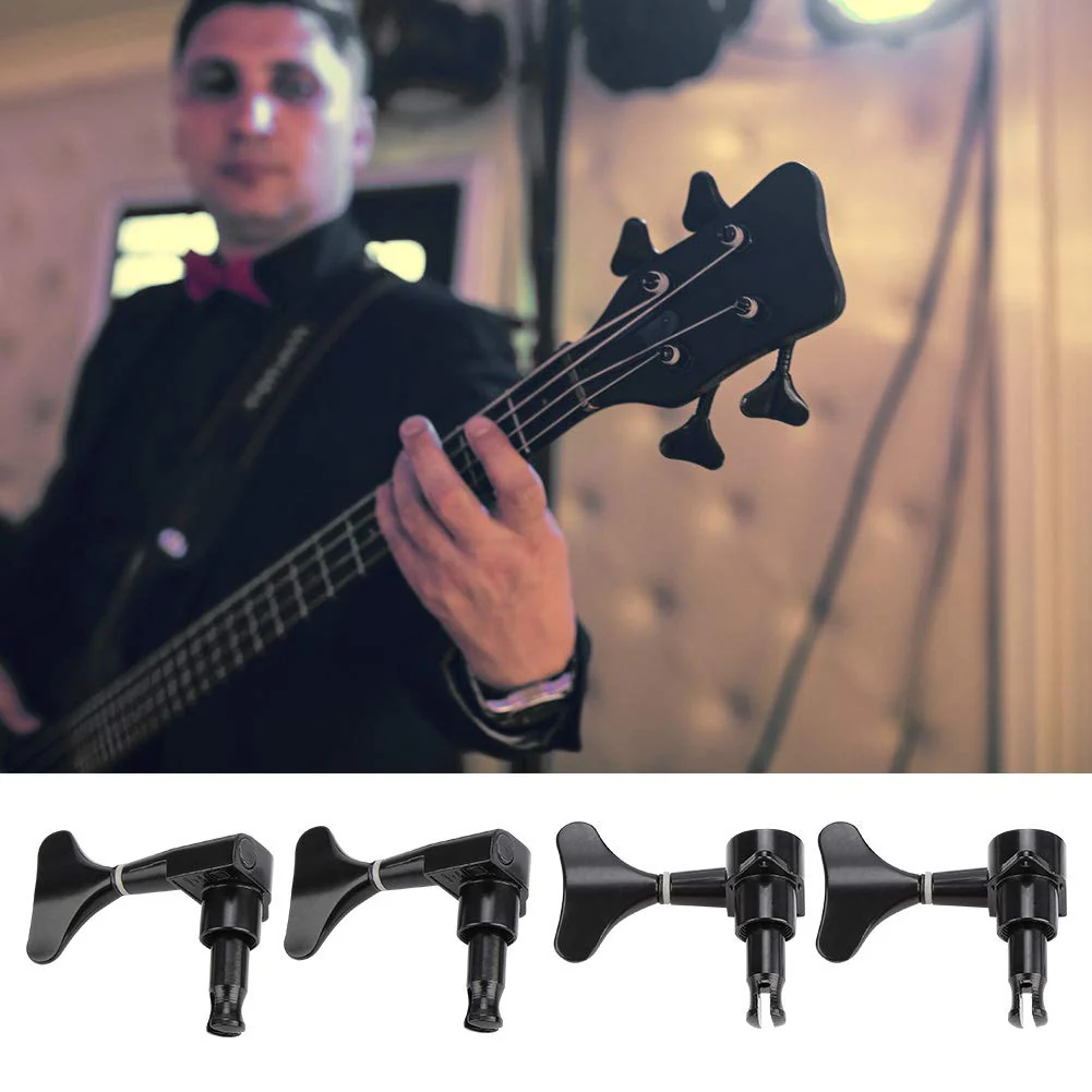 VBESTLIFE 2L 2R Electric Bass Machine Heads, Sealed Tuner String Tuning Key Pegs for Electric Bass Black - Image 4