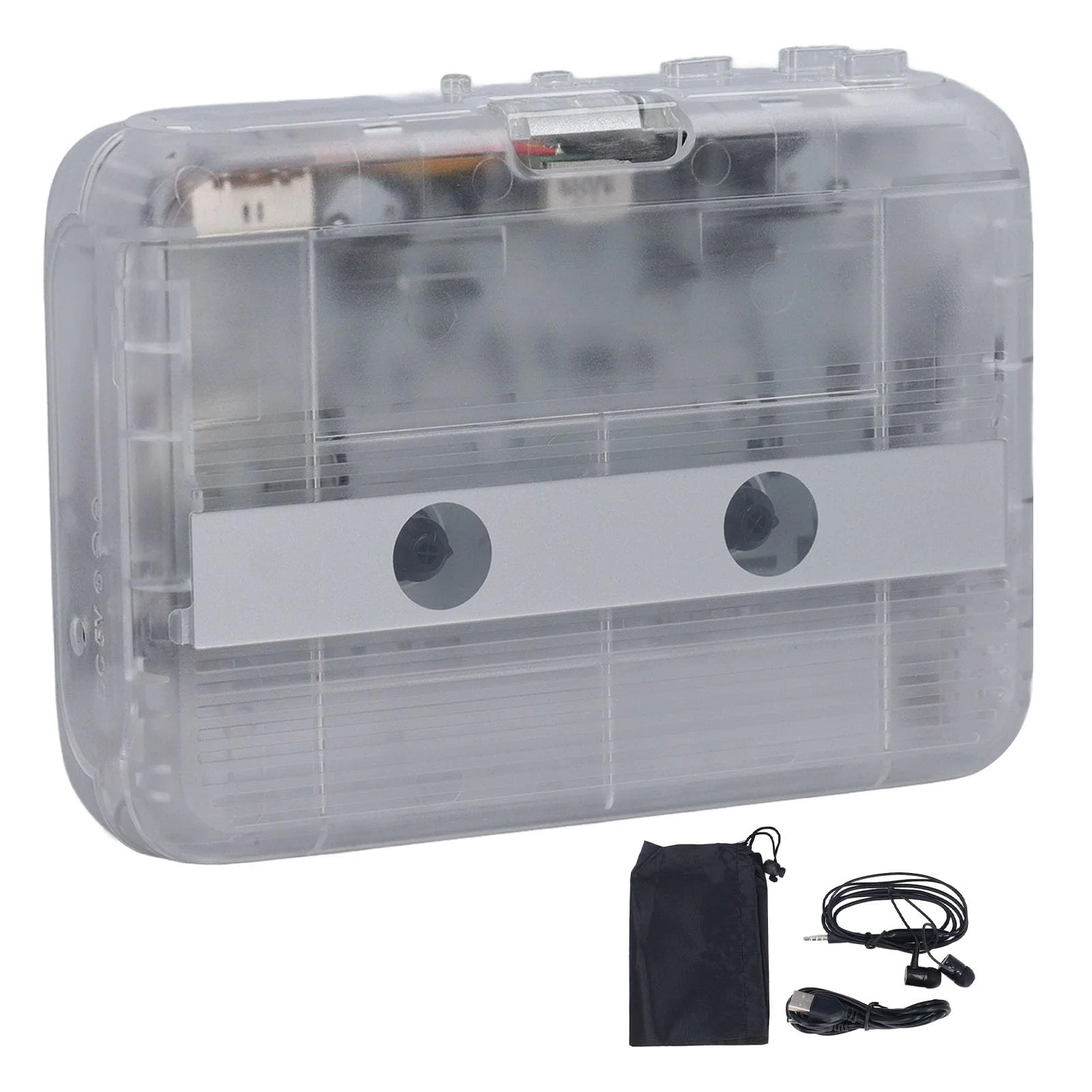VBESTLIFE Portable Cassette Player Recorder with Bluetooth Transmitter, Cassette Tape Player with 3.5mm Headphone Jack,Powered by AC Adapter or AA Battery (Clear) Clear - Image 7