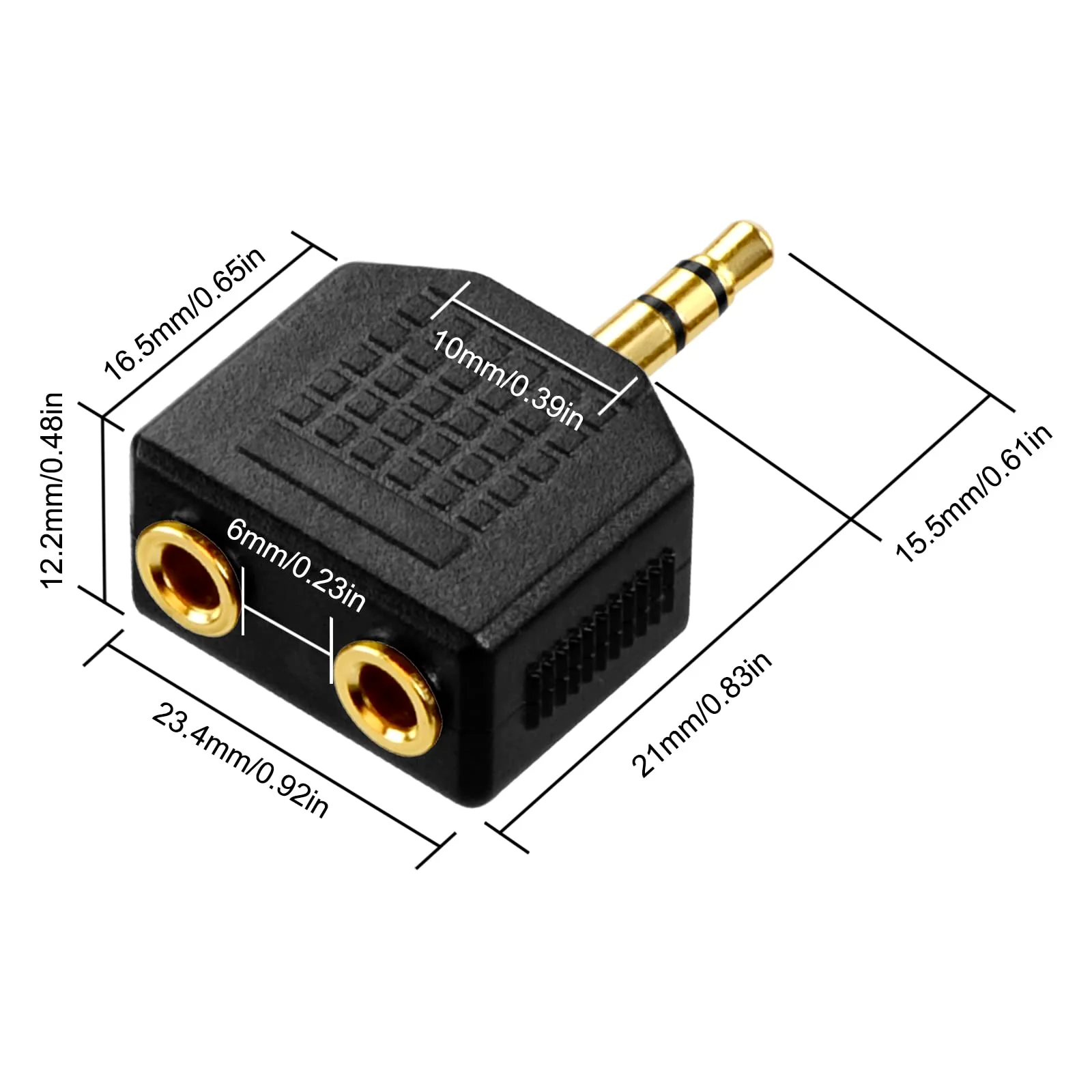 VCE 2-Pack 3.5mm Headphone Y Splitter, Gold Plated 3.5mm 1/8 inch Male to Dual Female Stereo Jack Adapter Converter - Image 6