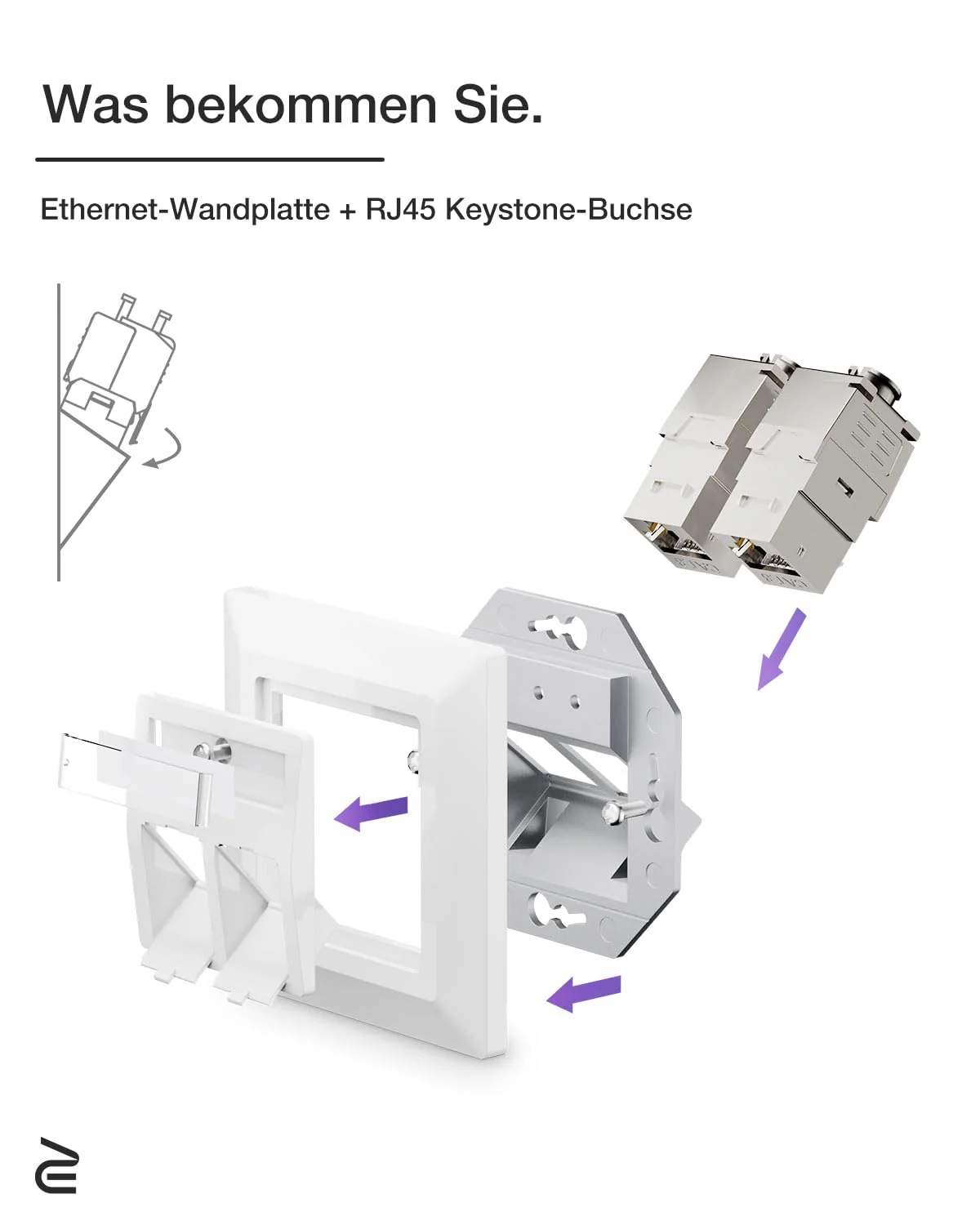 VCELINK Keystone Network Sockets Flush-Mounted CAT8 2-Way Lan Socket Double Keystone RJ45 Module STP Fully Shielded RJ45 Ethernet Data Socket DSL Patch Cable Installation Cable 2-Pack - Image 2