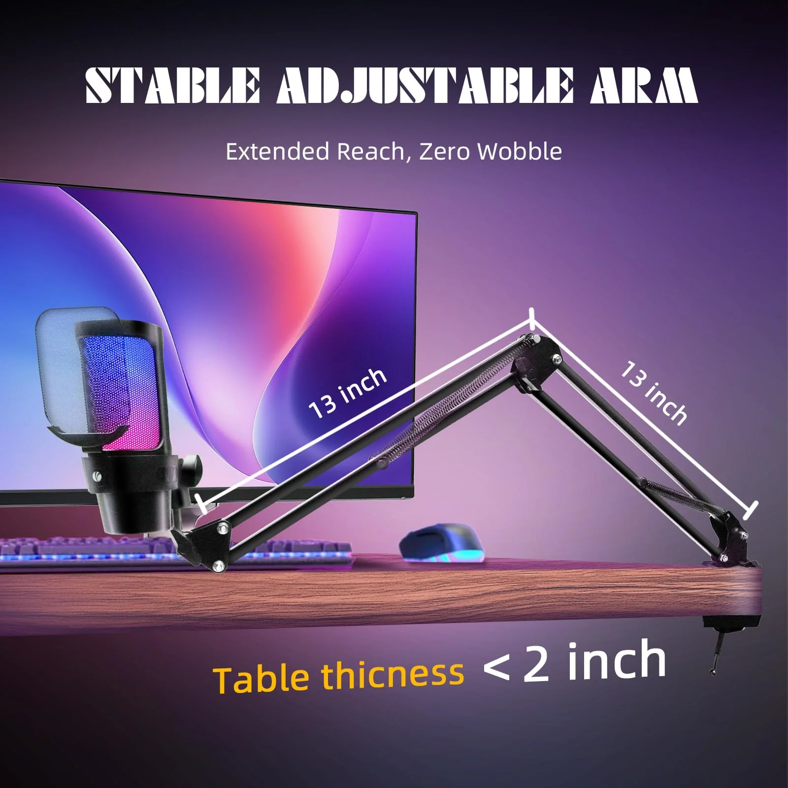VCOM Gaming USB Microphone Kit,Condenser Dynamic Boom Arm Mic for Podcasting,Streaming, with Boom Arm Stand,Quick Mute,Pop Filter,RGB Indicator,Shock Mount,Rotate gain Button, Compatible with PS4/5/PC - Image 9