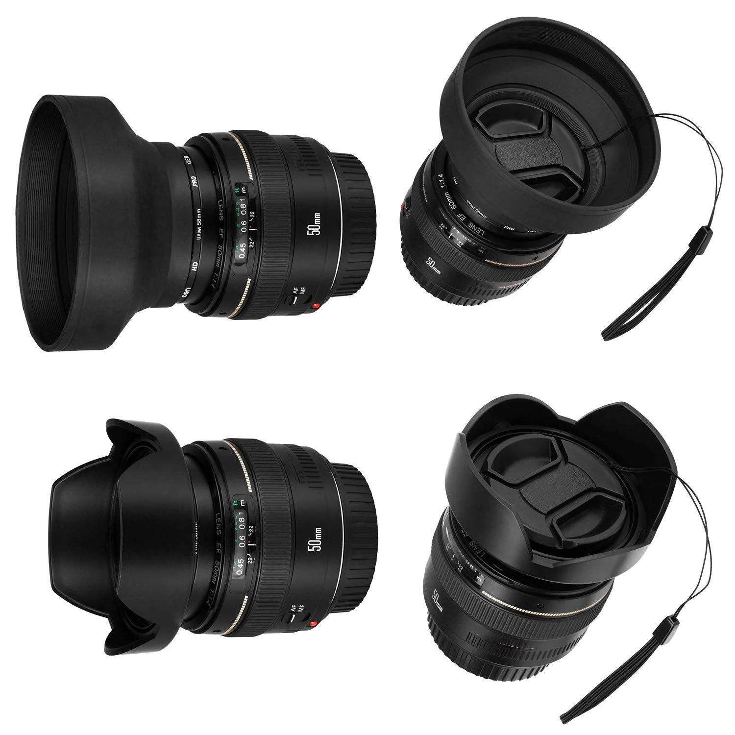 Veatree 77mm Lens Hood Set, Collapsible Rubber Lens Hood with Filter Thread + Reversible Tulip Flower Lens Hood + Center Pinch Lens Cap + Microfiber Lens Cleaning Cloth - Image 3